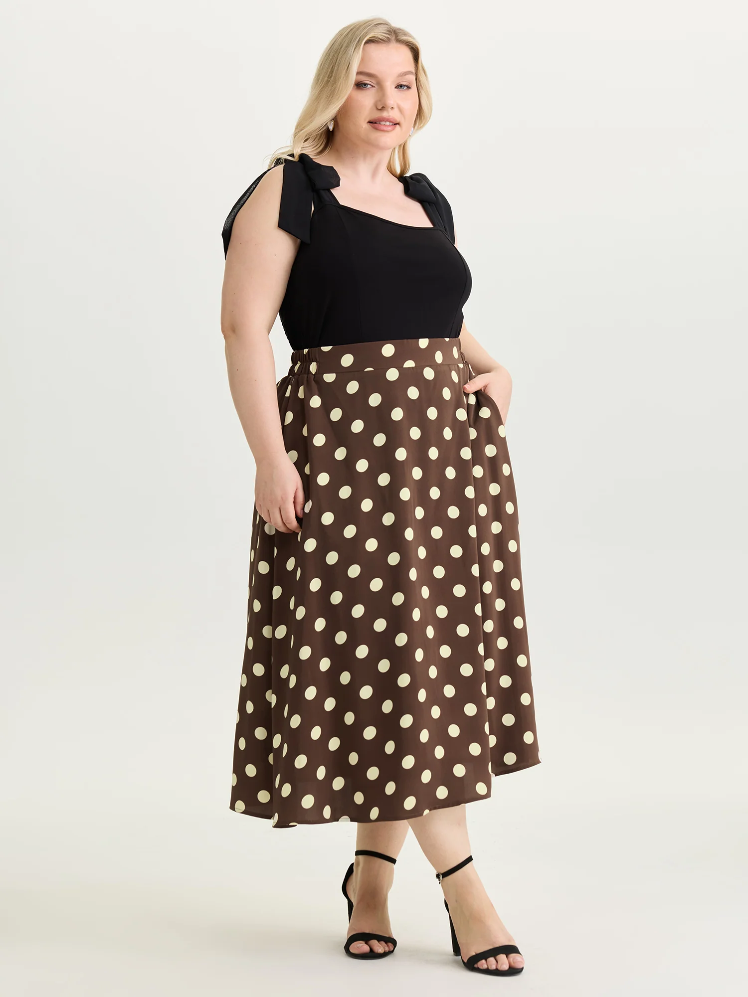 Polka Dots Print Maxi Skirt