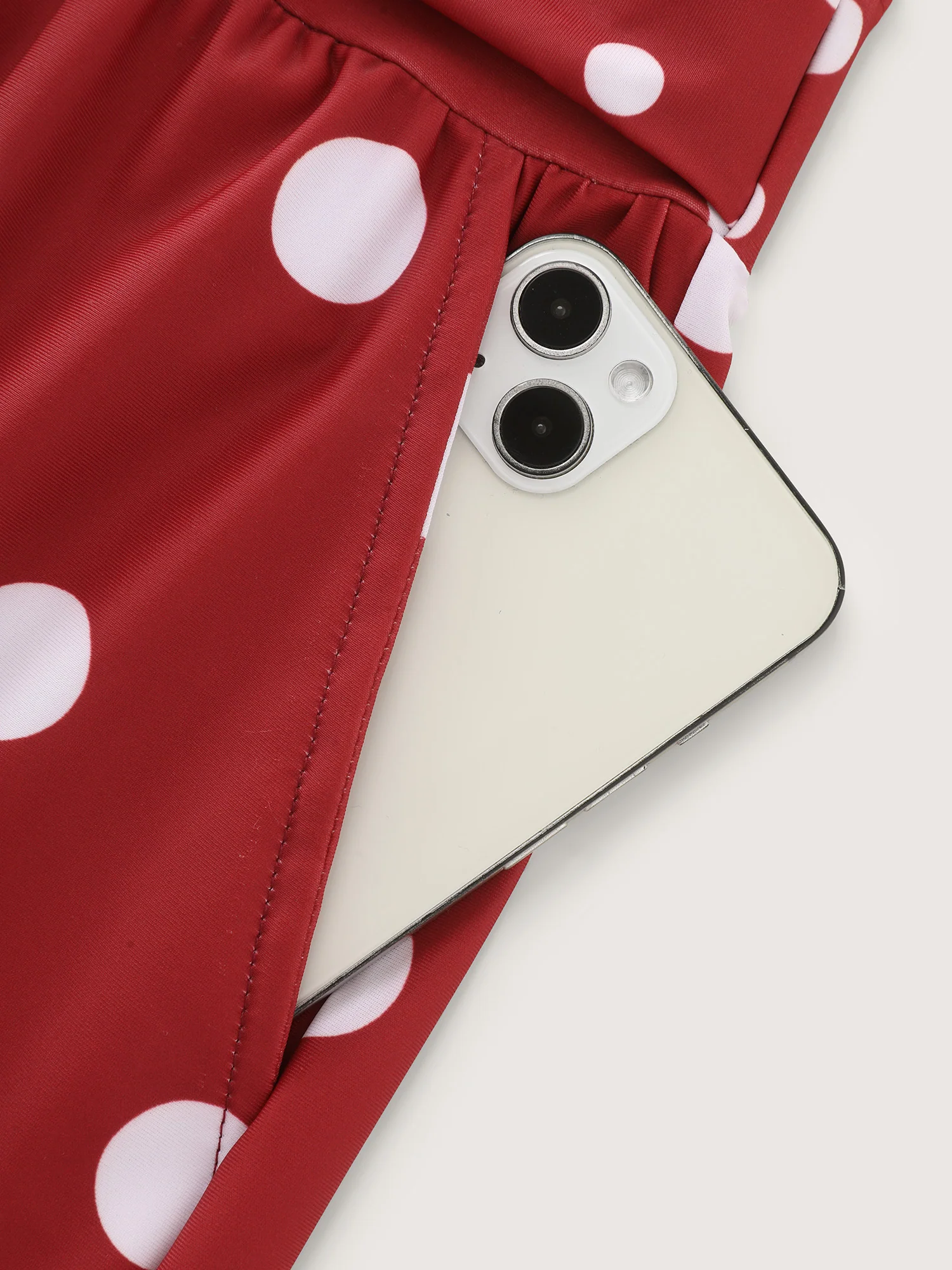 Polka Dots Print Pockets Swim Romper - Image 7