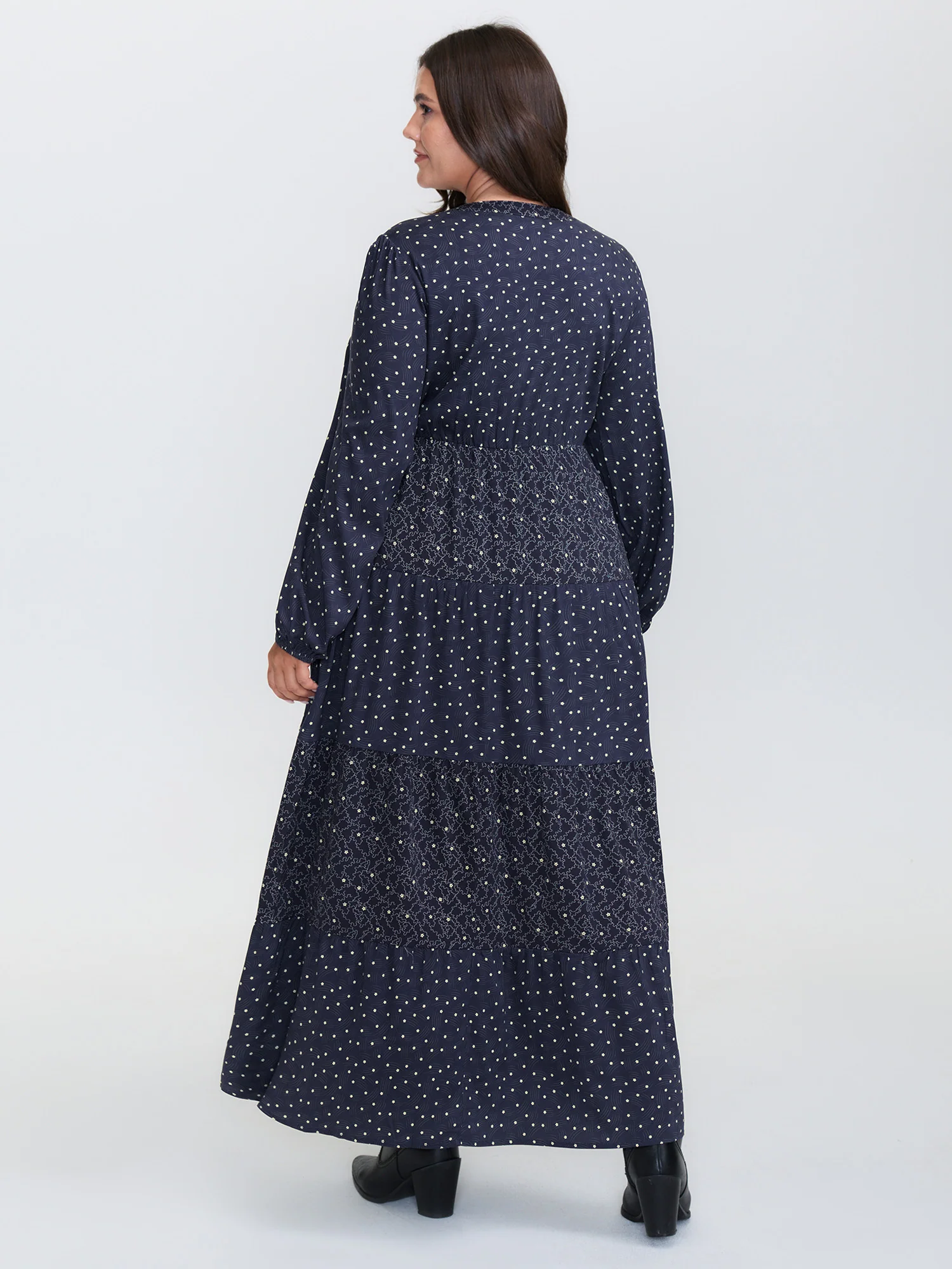 Polka Dots Print Tiered Flowy Maxi Dress - Image 4