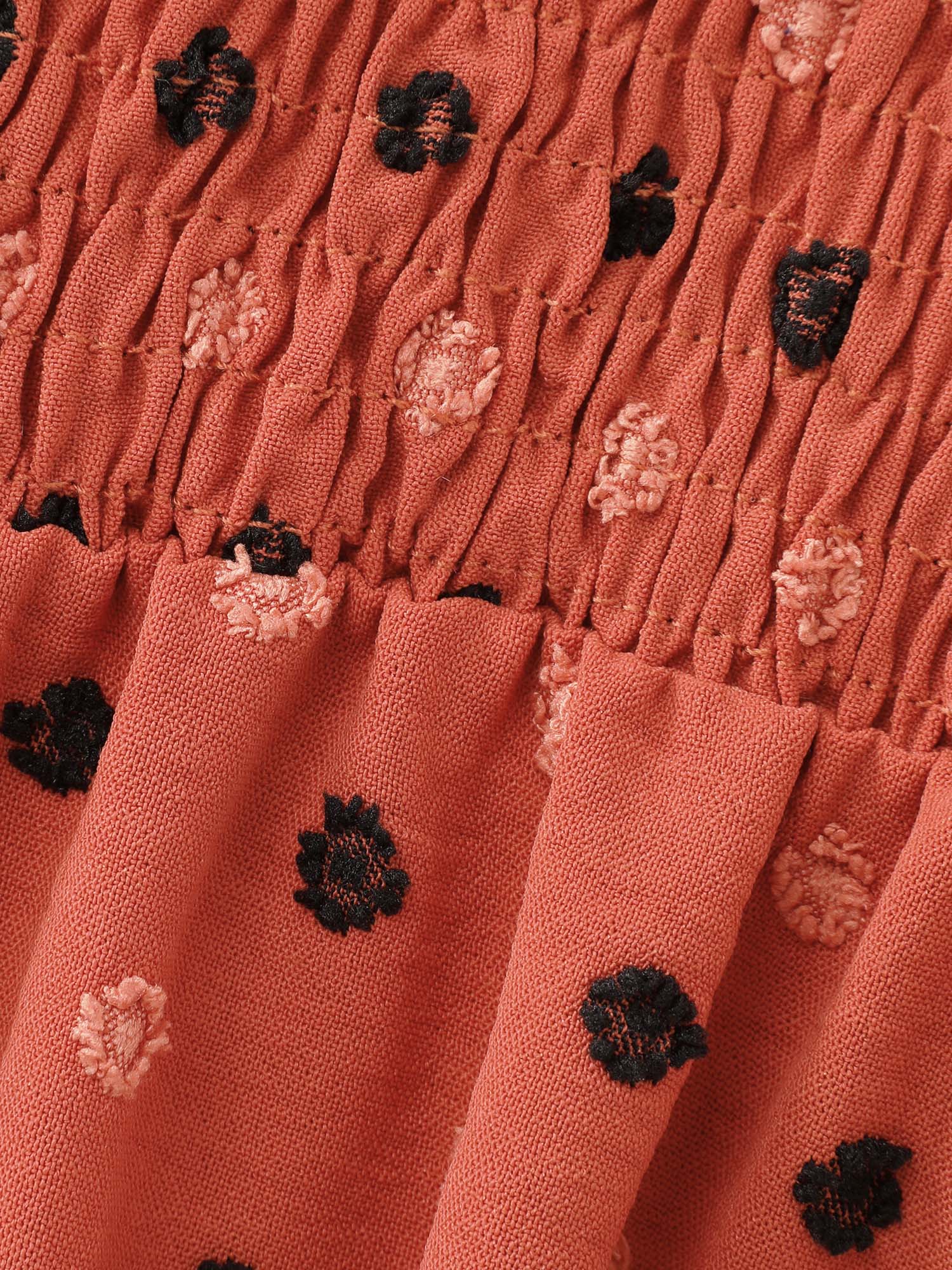 Polka Dots Ruched Drawstring Tiered Midi Dress - Image 5