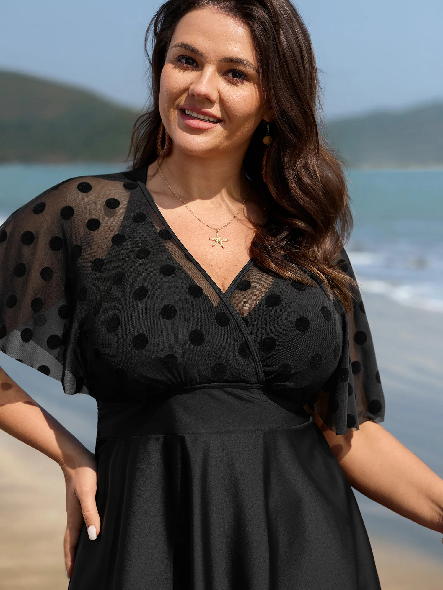 Polka Dots Sheer Swim Top - Image 2