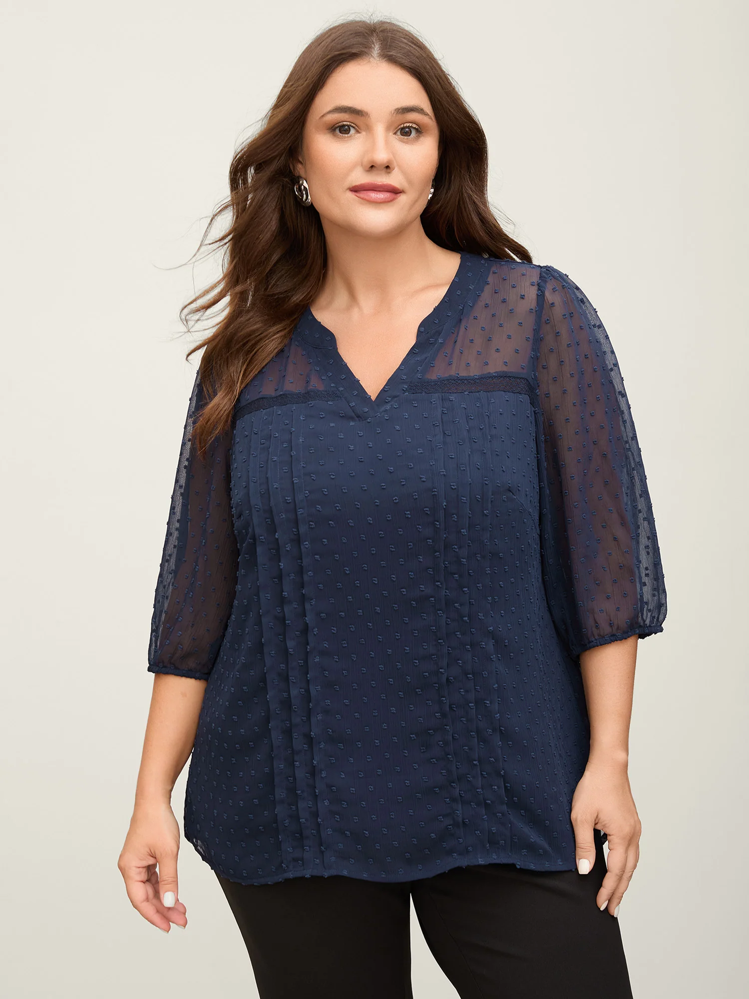 Polka Dots Sheer Textured Blouse