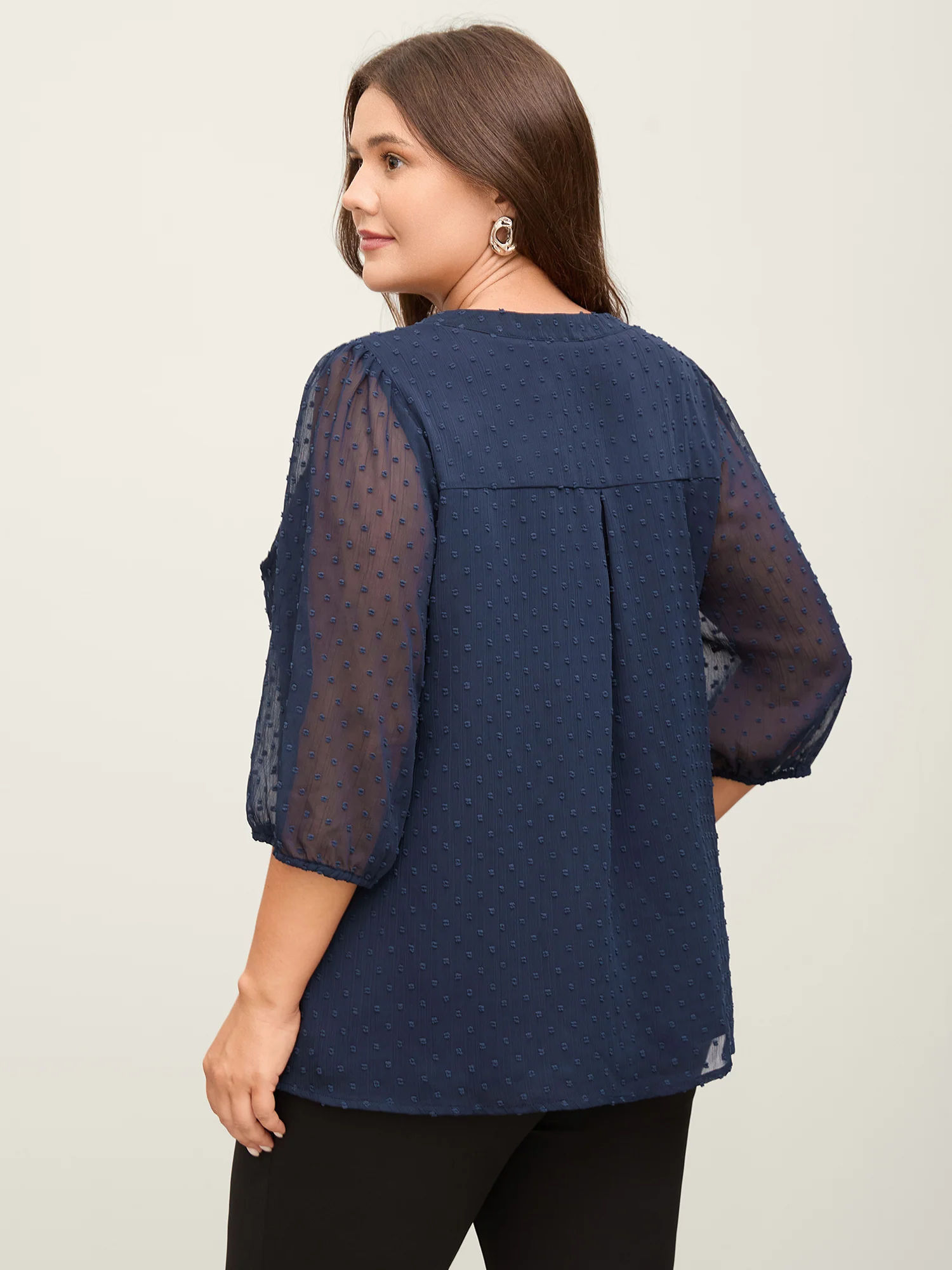 Polka Dots Sheer Textured Blouse - Image 4