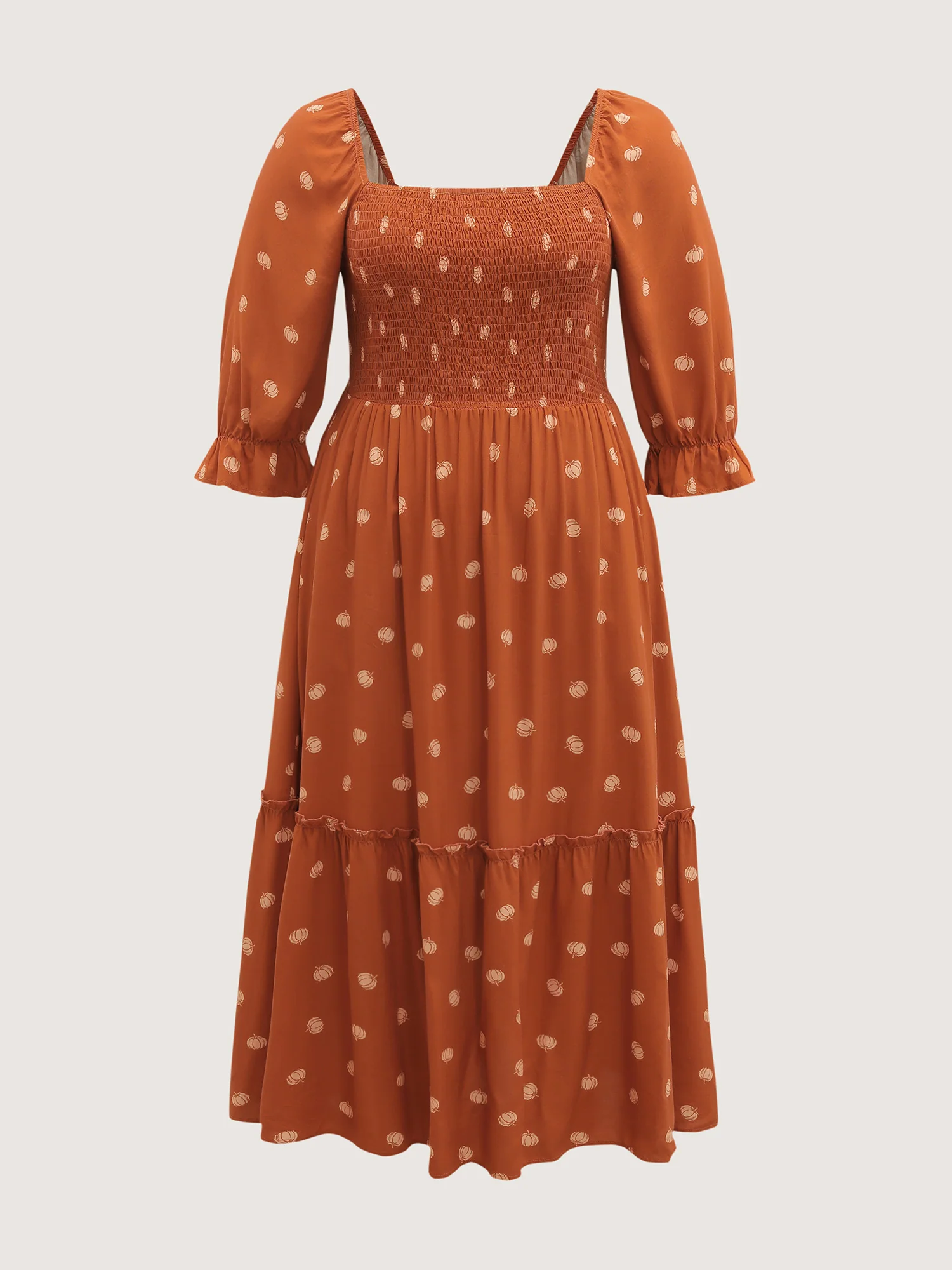 Polka Dots Shirred Bodice Pockets Maxi Dress - Image 8