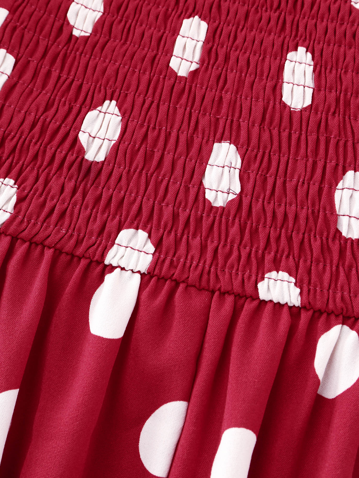 Polka Dots Shirred Cinched Waist Midi Dress - Image 6