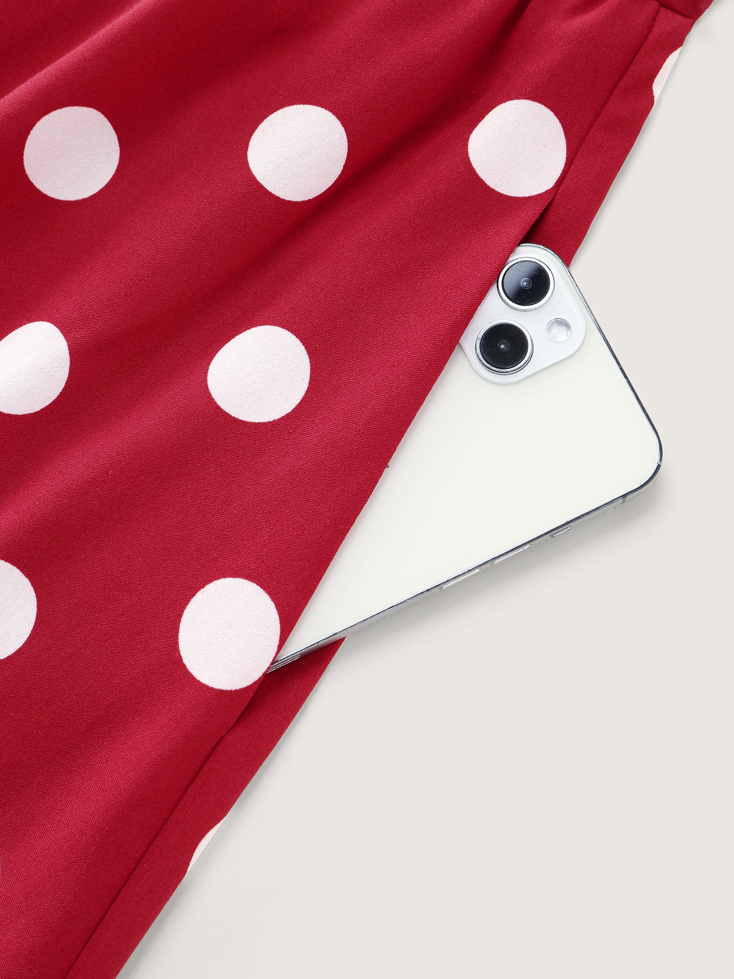 Polka Dots Shirred Cinched Waist Midi Dress - Image 7