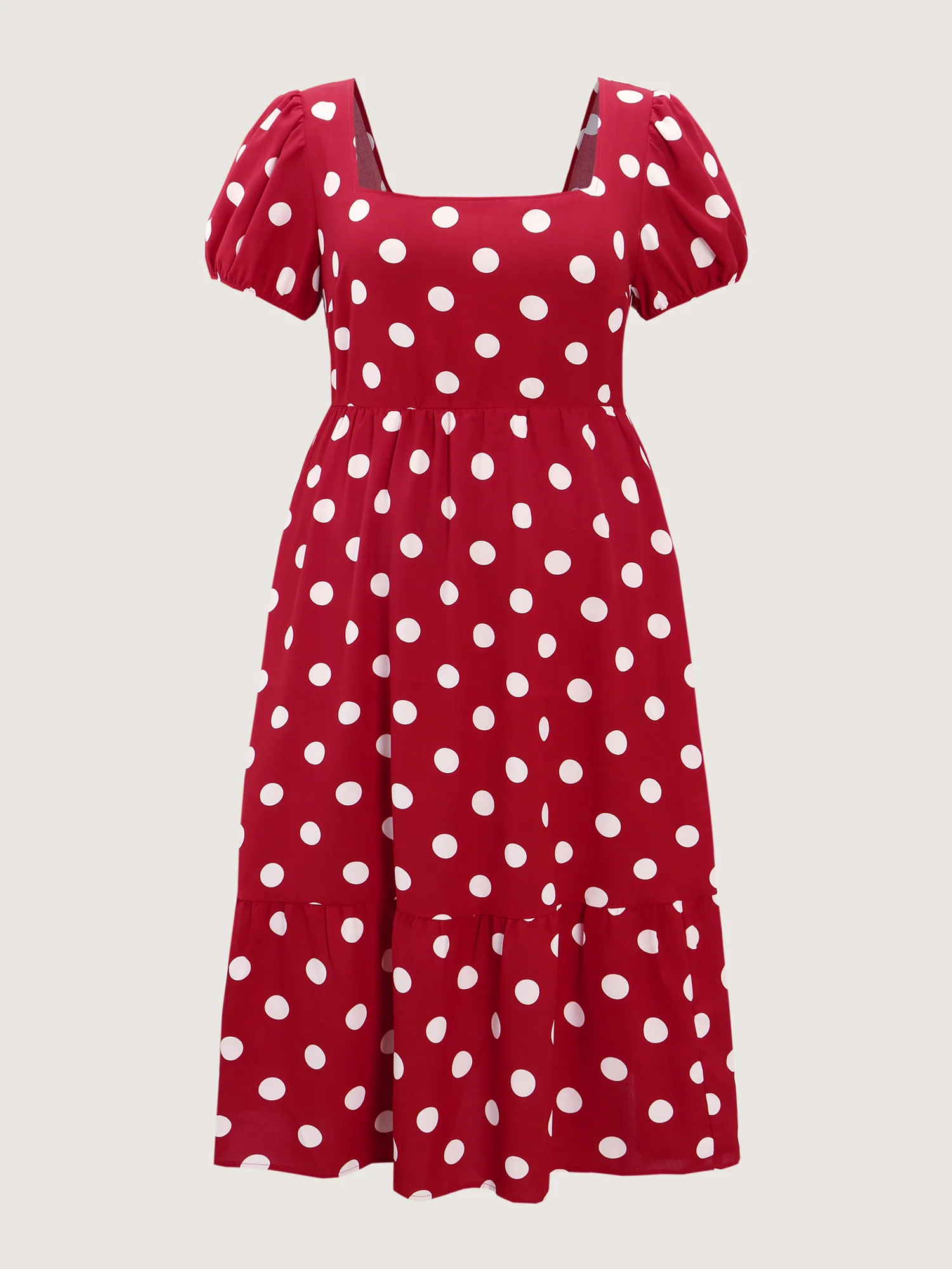 Polka Dots Shirred Cinched Waist Midi Dress - Image 8