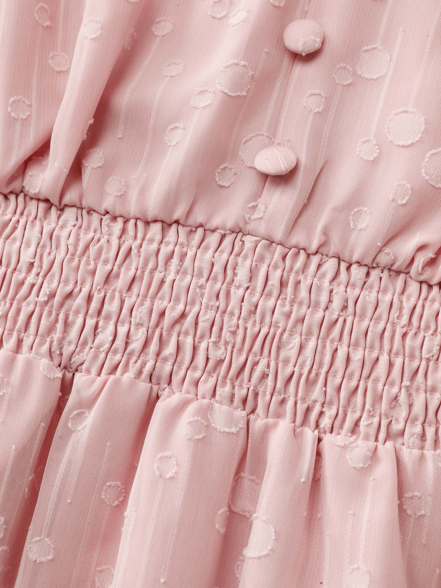 Polka Dots Shirred Cuff Sleeve Tiered Mini Dress - Image 6