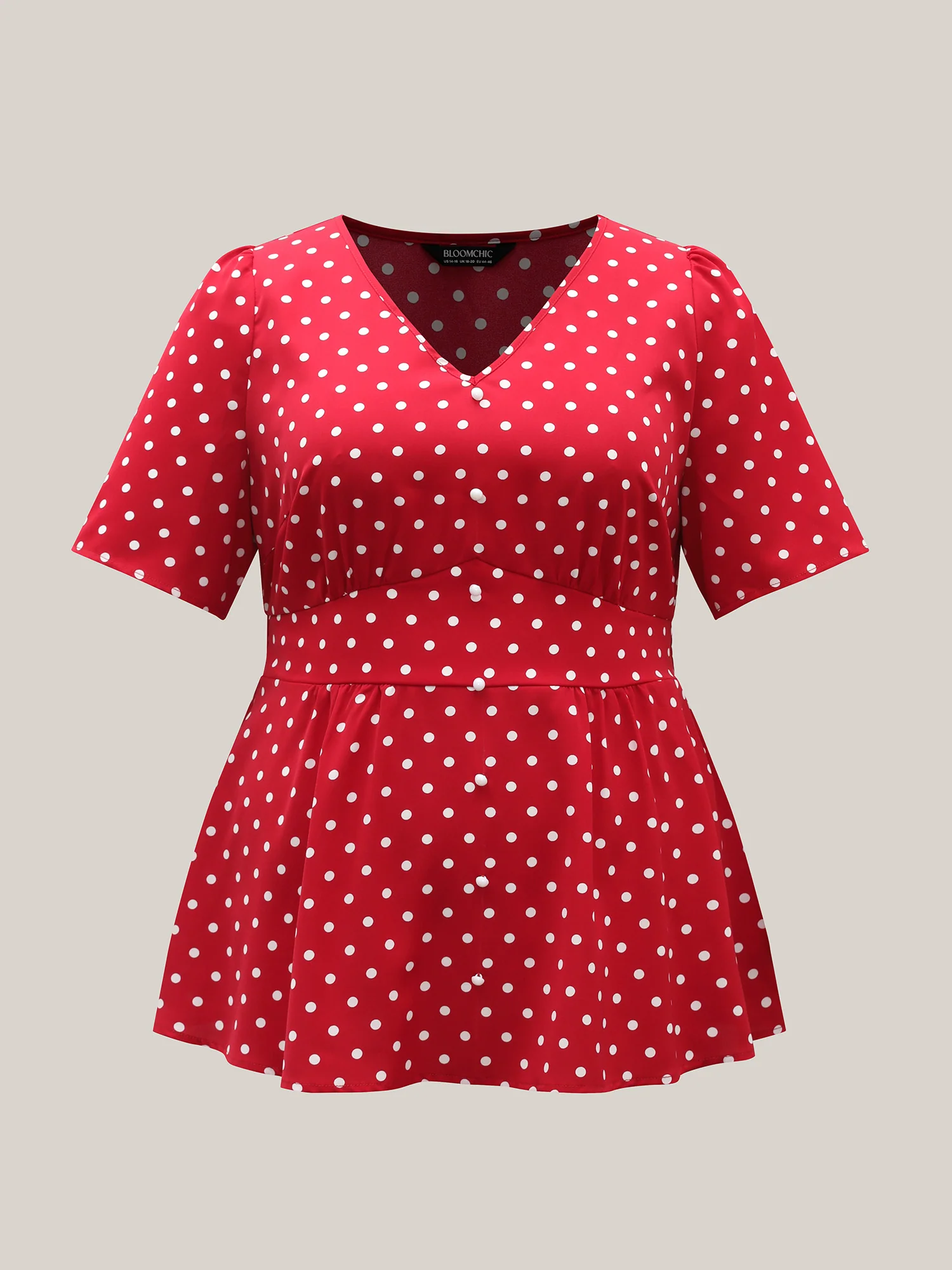 Polka Dots Shirred Waist Blouse - Image 7