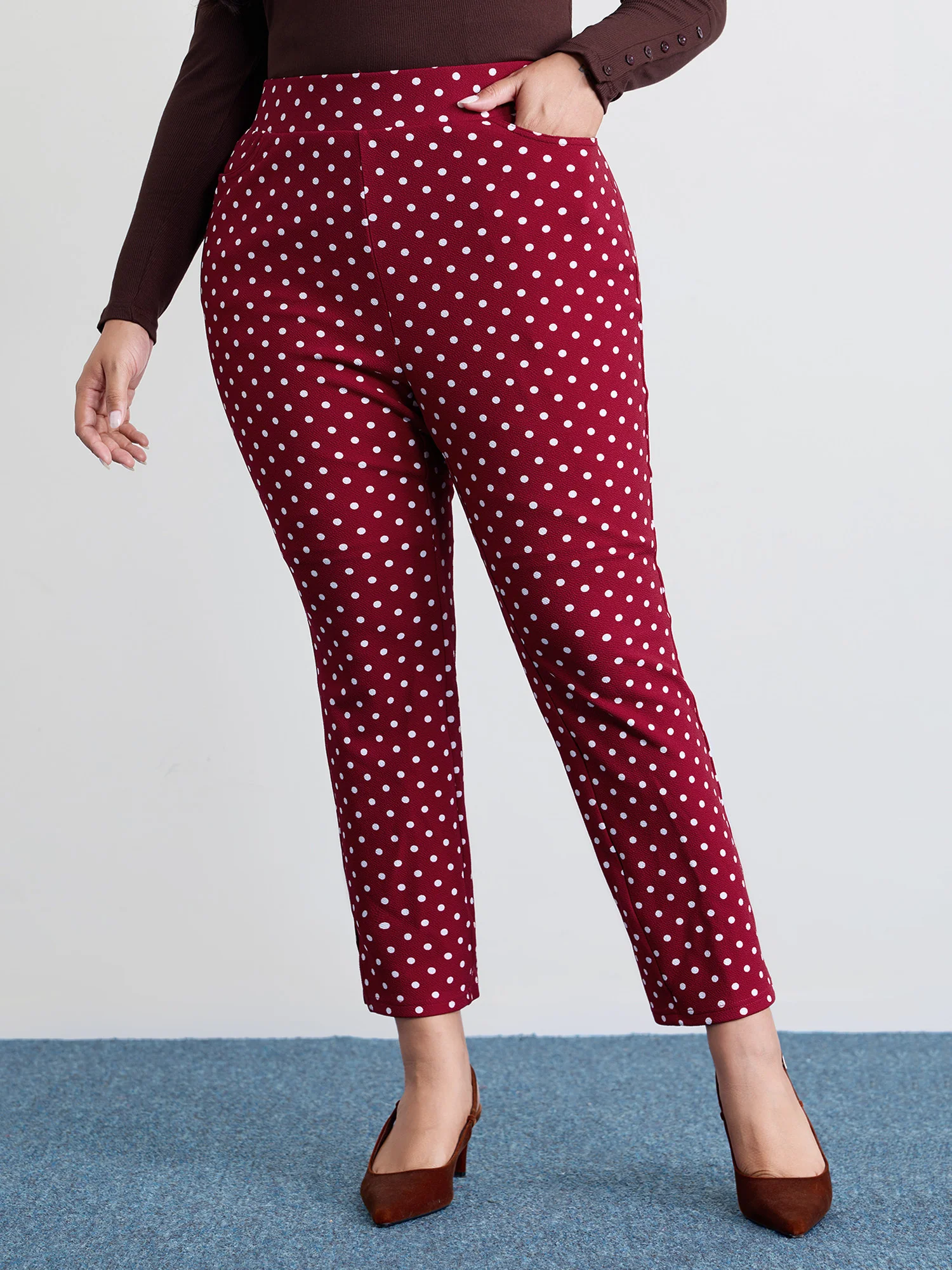 Polka Dots Skinny-Fit Pants - Image 6