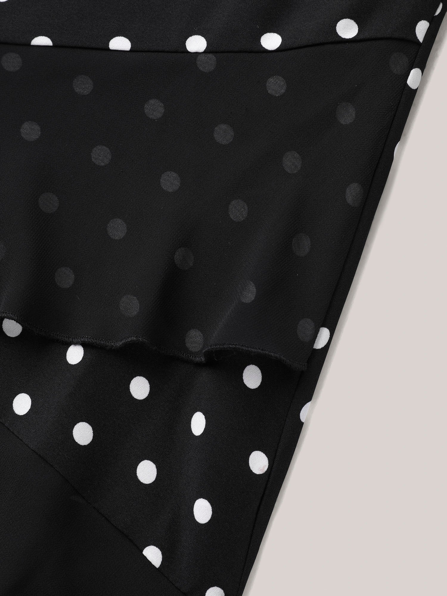 Polka Dots Spliced Ruffled Hem Shirt - Image 4
