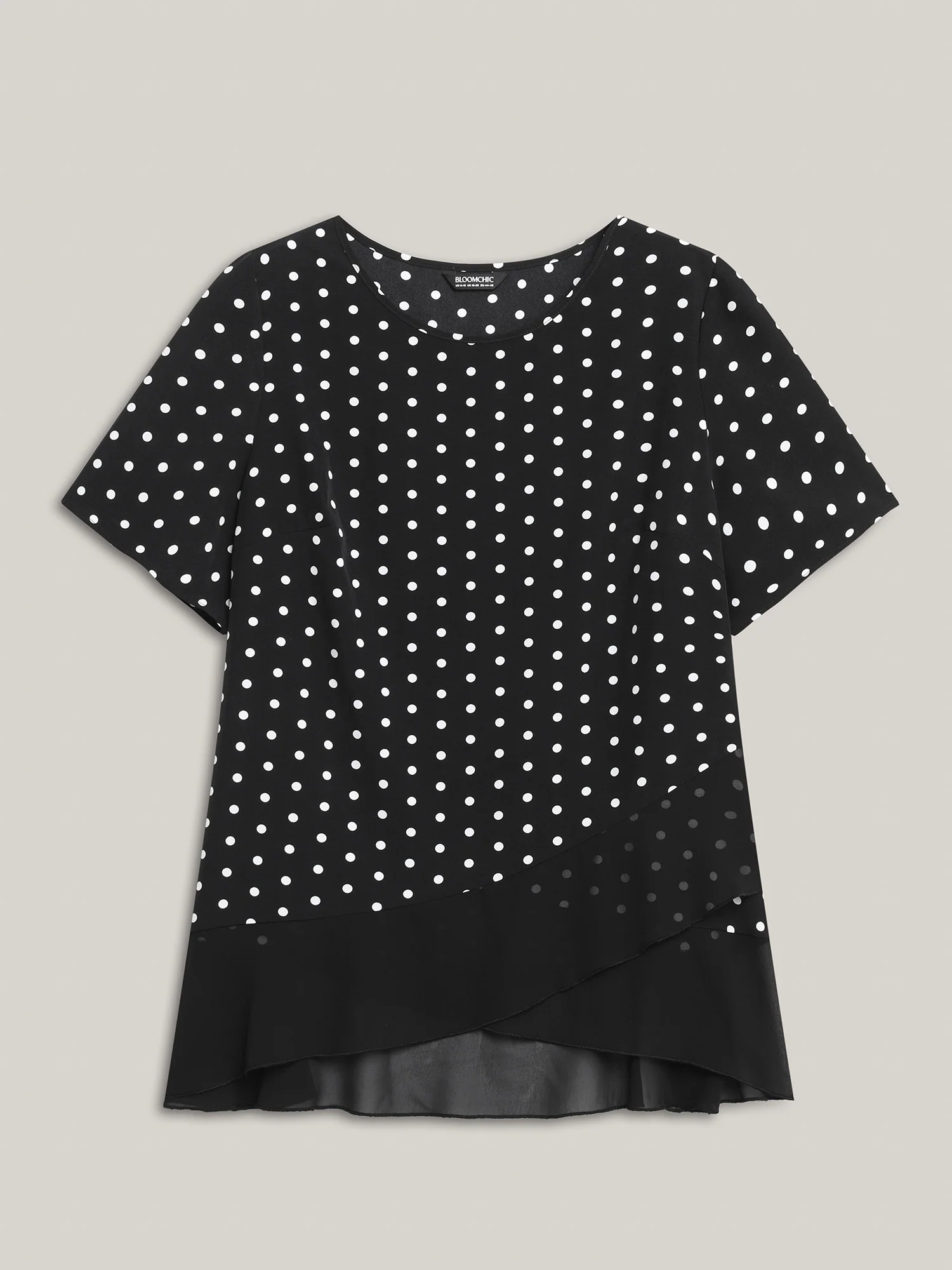 Polka Dots Spliced Ruffled Hem Shirt - Image 6