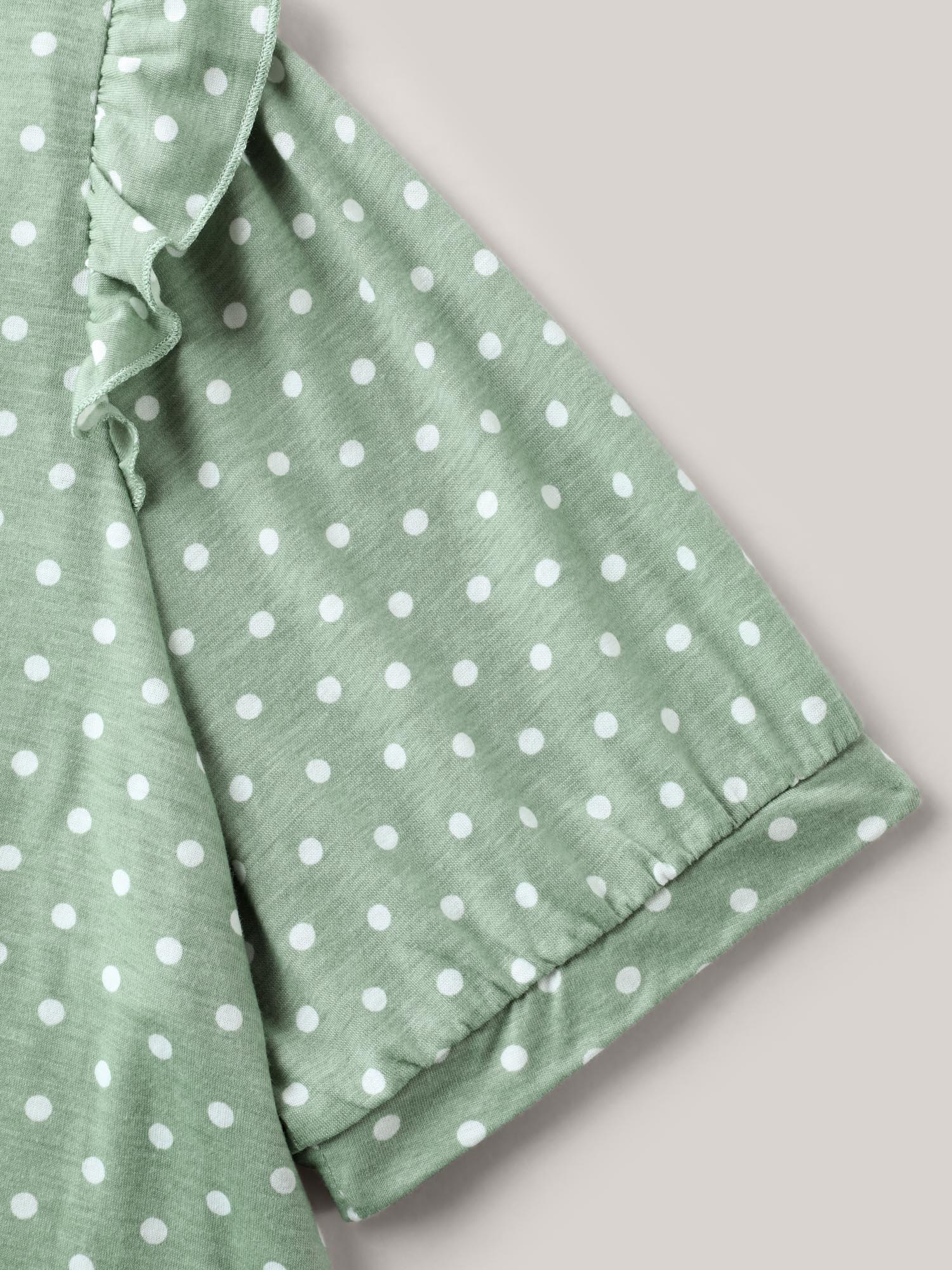 Polka Dots Stretchy Puff Sleeve Top - Image 5