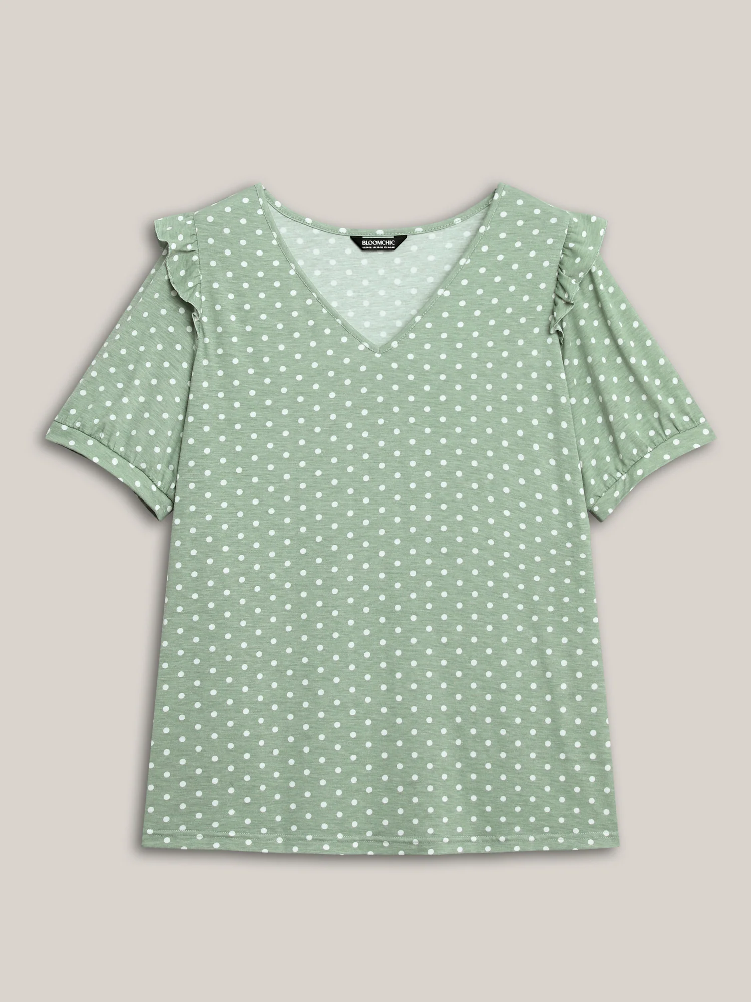 Polka Dots Stretchy Puff Sleeve Top - Image 6