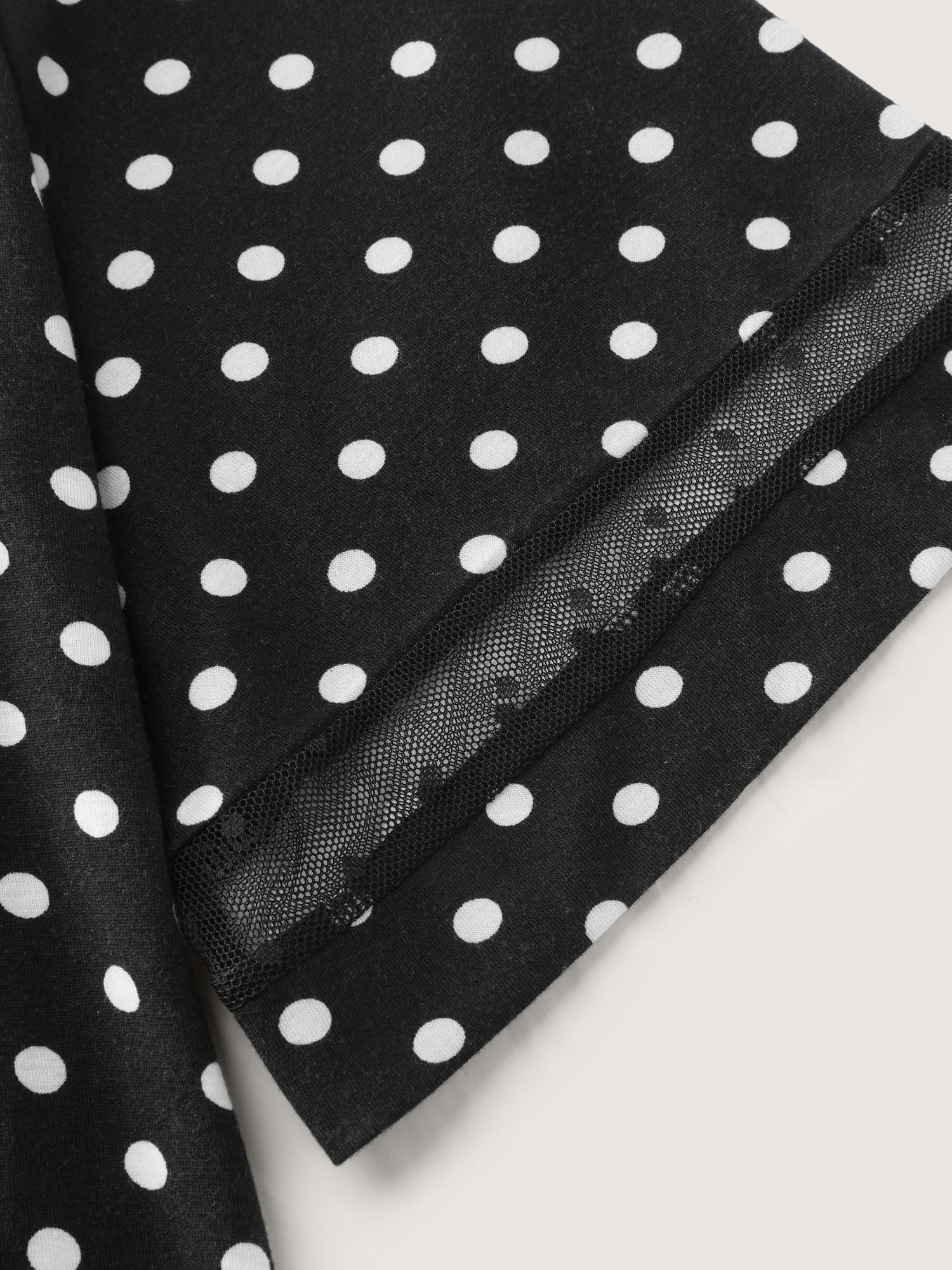 Polka Dots Stretchy V-Neck T-Shirt - Image 6
