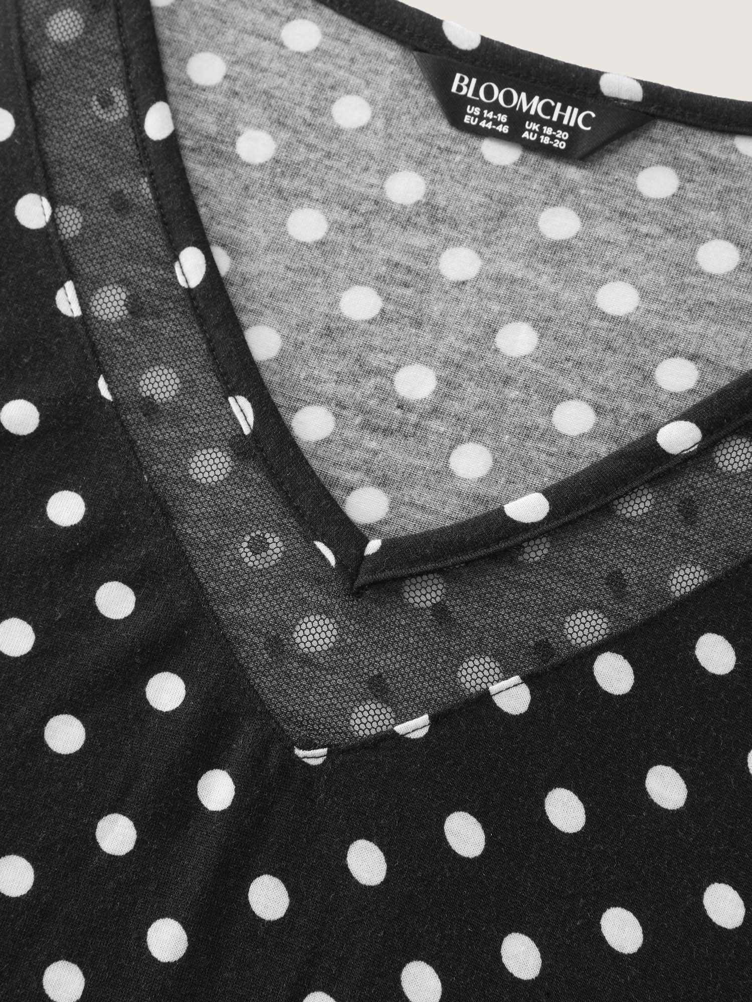 Polka Dots Stretchy V-Neck T-Shirt - Image 7