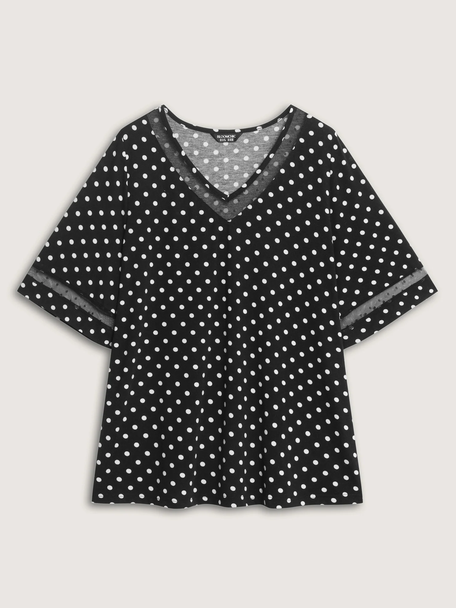 Polka Dots Stretchy V-Neck T-Shirt - Image 8