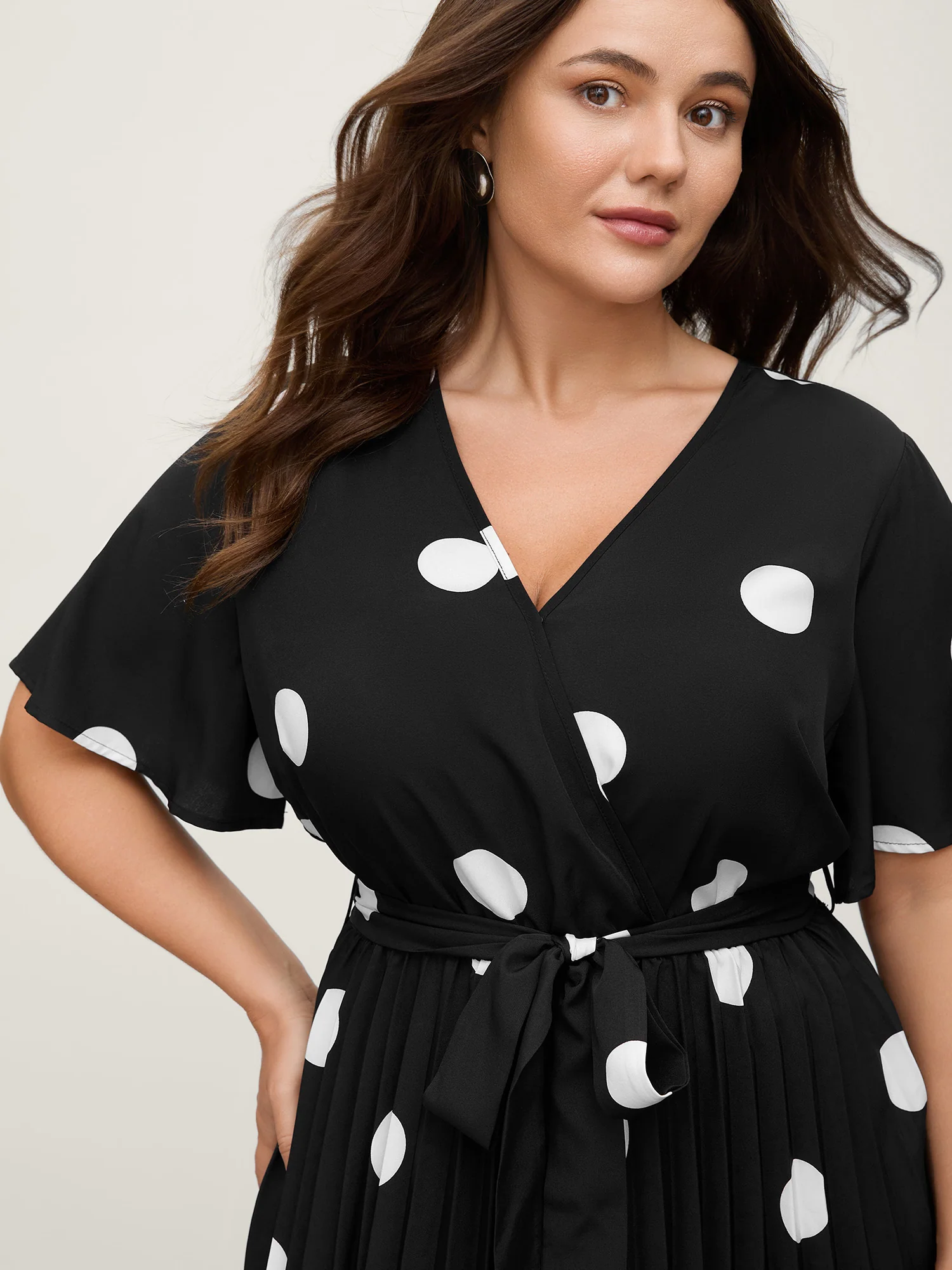 Polka Dots Stretchy Waist Midi Dress - Image 2