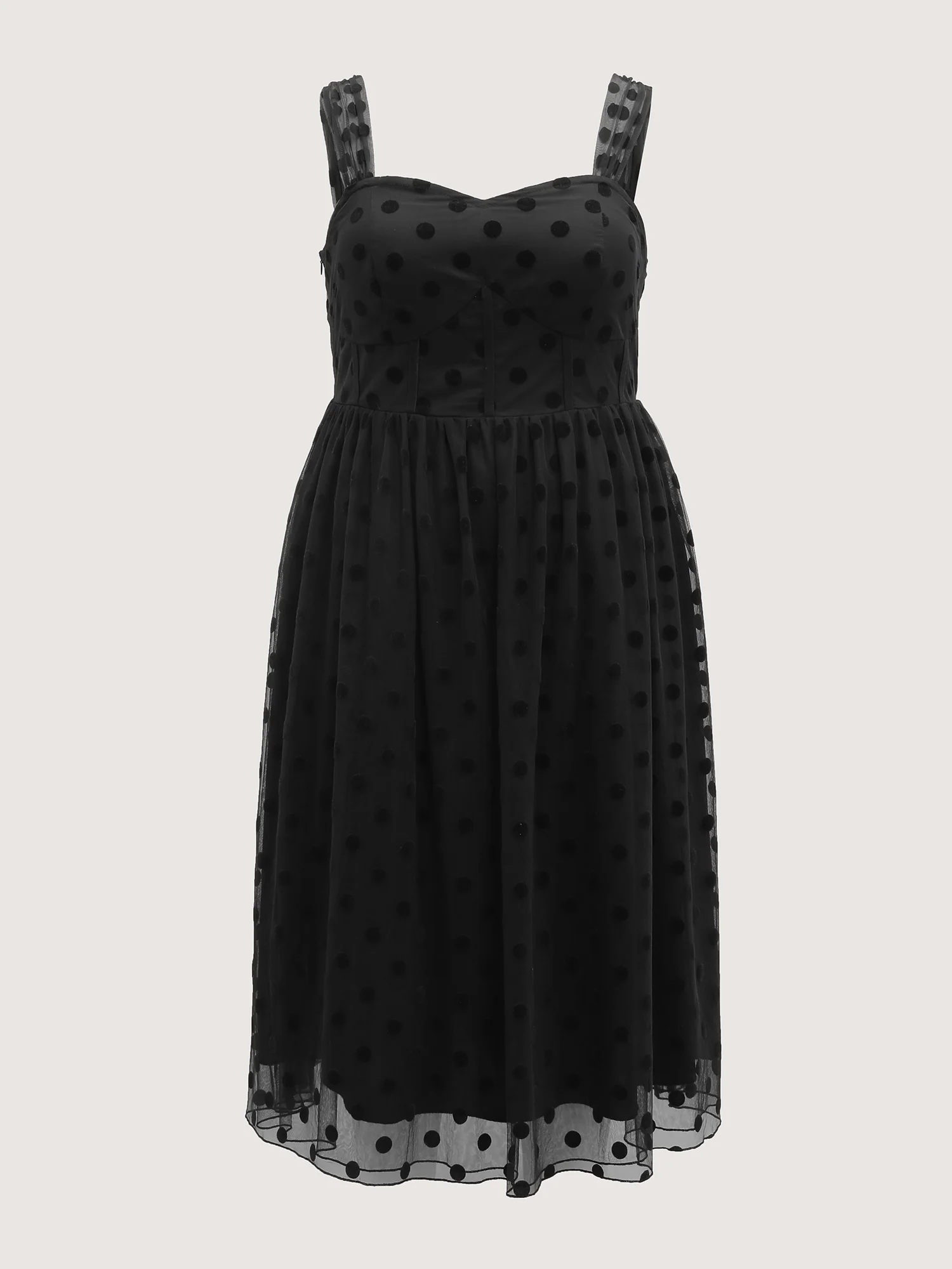 Polka Dots Structured Corset Detail Midi Dress - Image 7