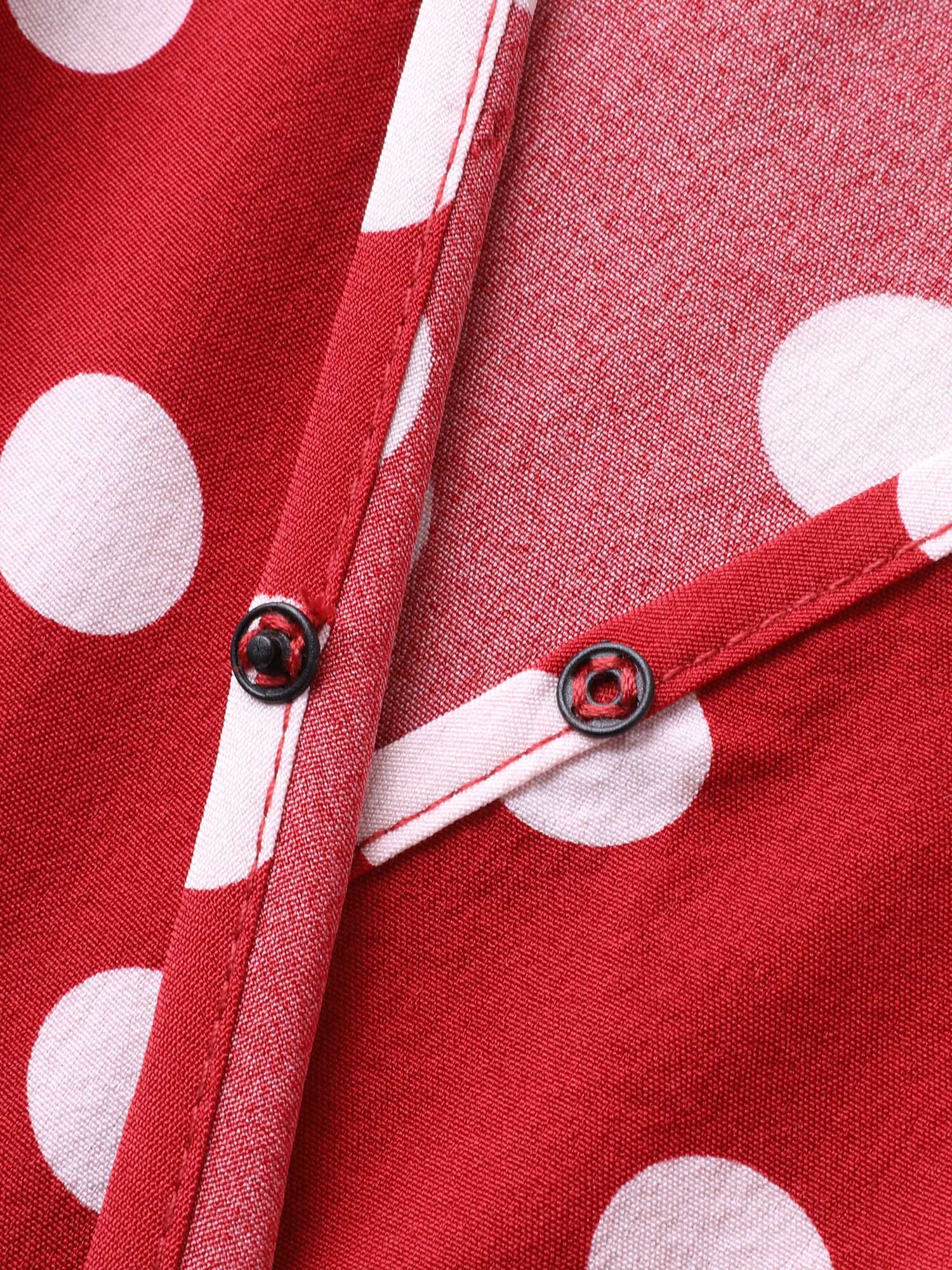 Polka Dots Surplice Button Detail Midi Dress - Image 7