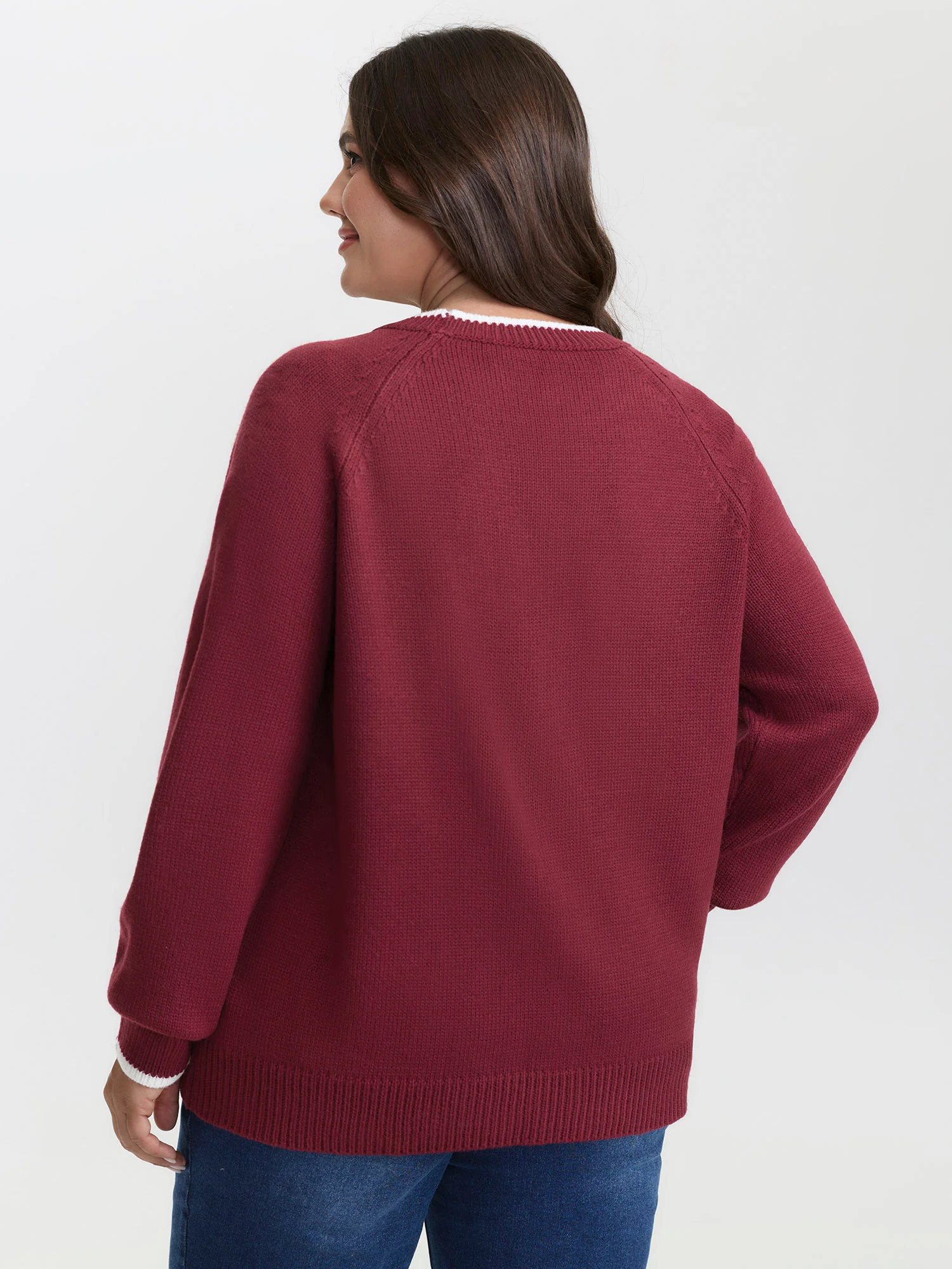 Polka Dots Textured Raglan Sleeve Pullover - Image 4