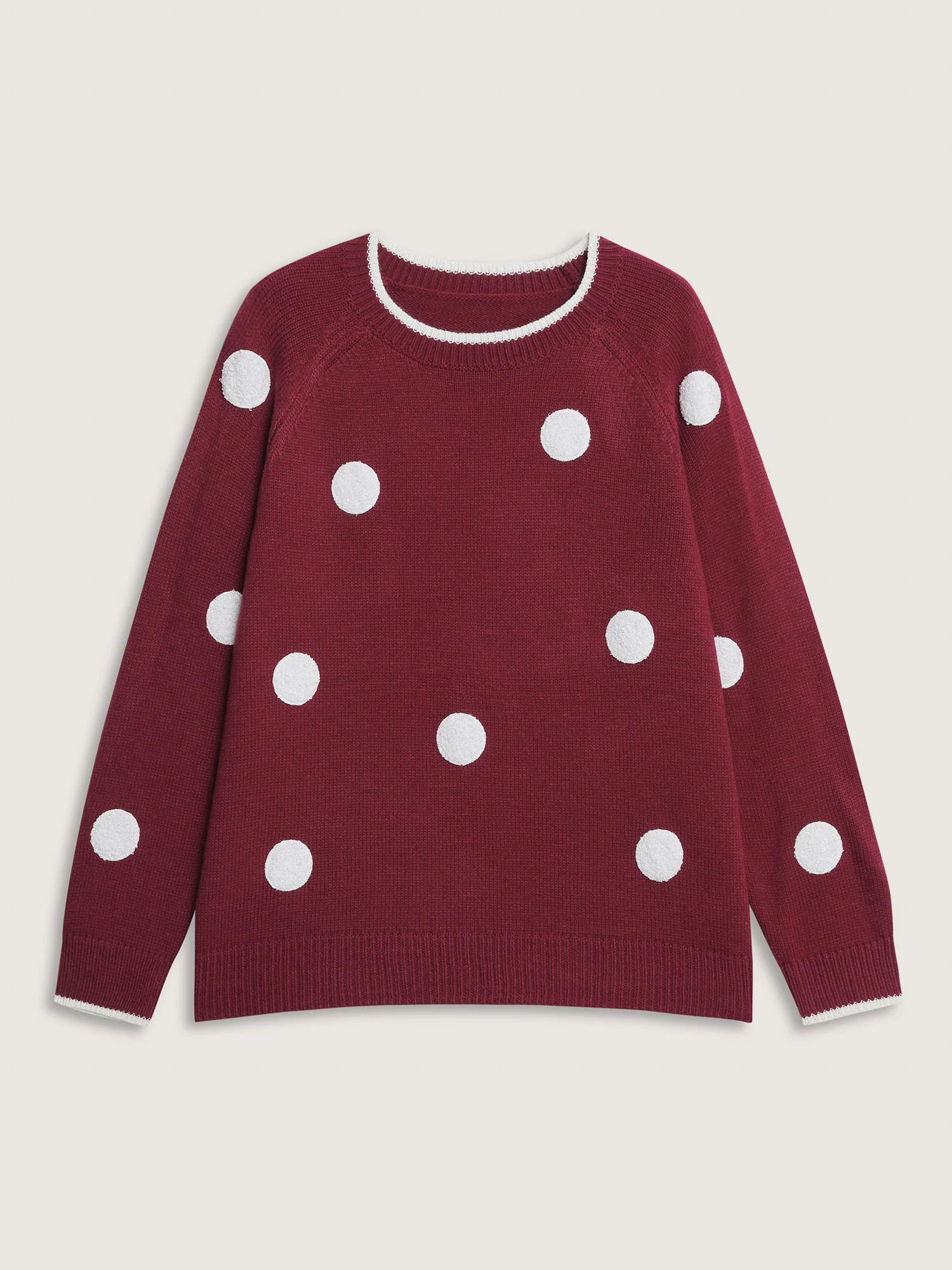 Polka Dots Textured Raglan Sleeve Pullover - Image 7