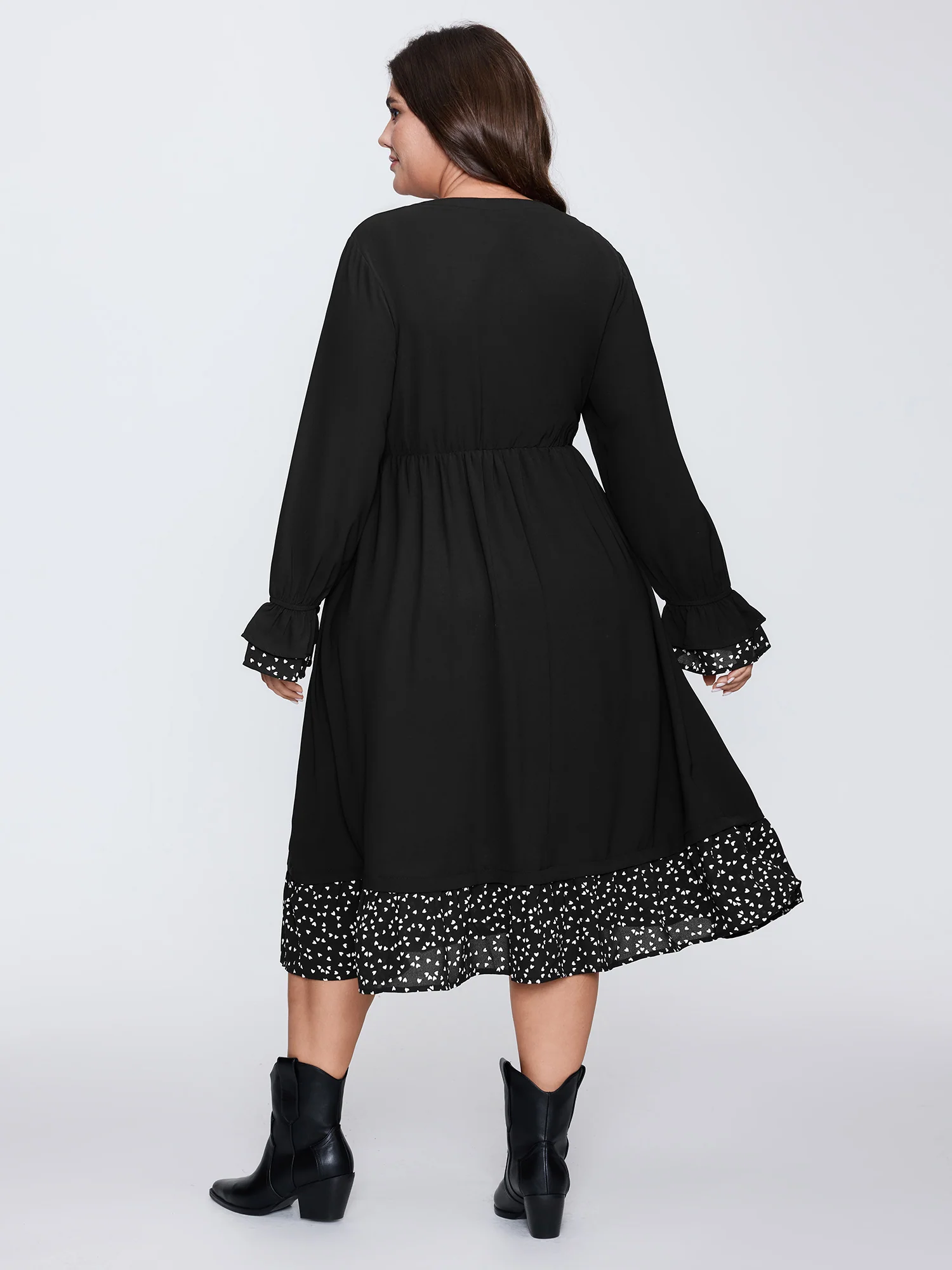 Polka Dots Toothpick Pleats Midi Dress - Image 4