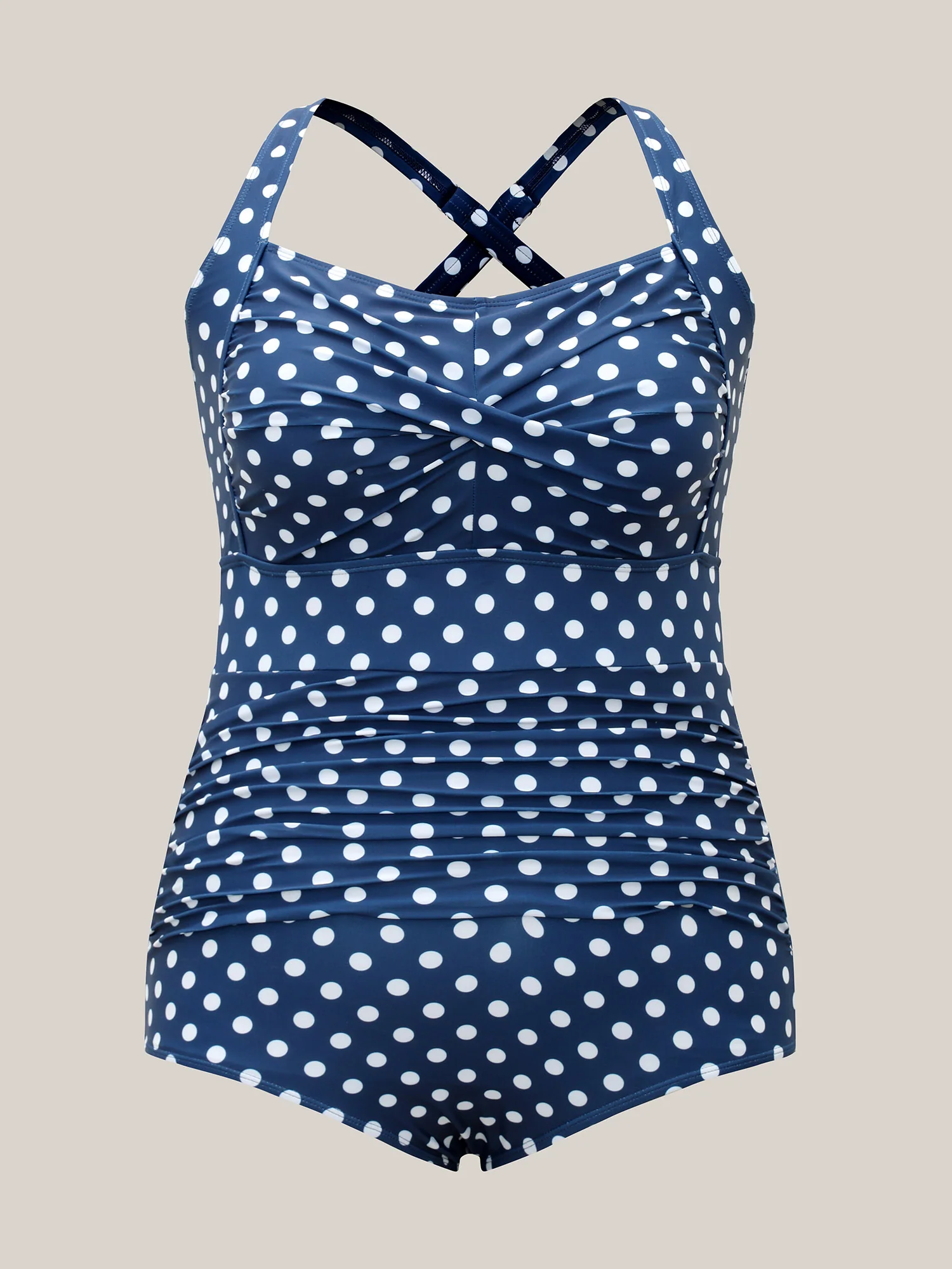 Polka Dots Twist Front Ruched One-Piece Swimsuit - Image 7