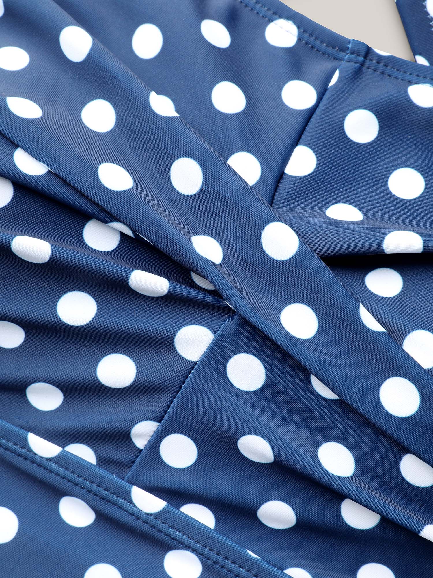 Polka Dots Twist Front Ruched One-Piece Swimsuit - Image 8