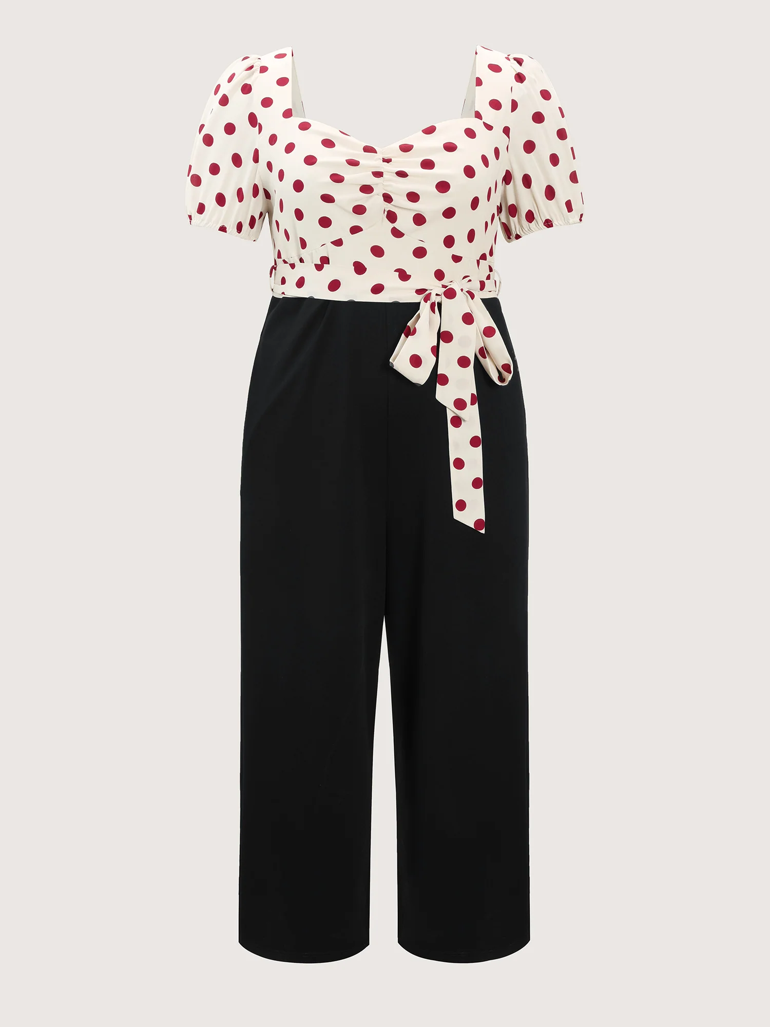 Polka Dots Waist-Tie Jumpsuit - Image 7
