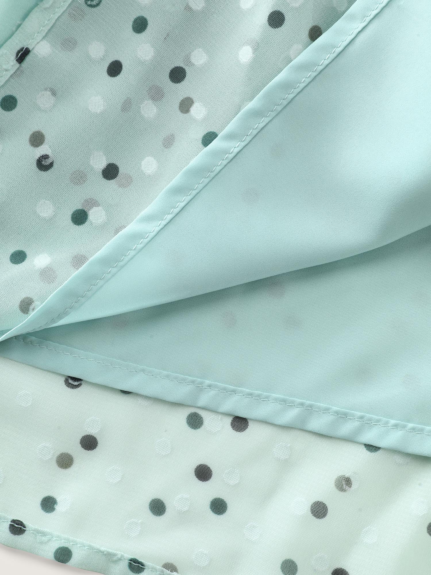 Polka Dots Waist-Tie V-Neck Blouse - Image 8