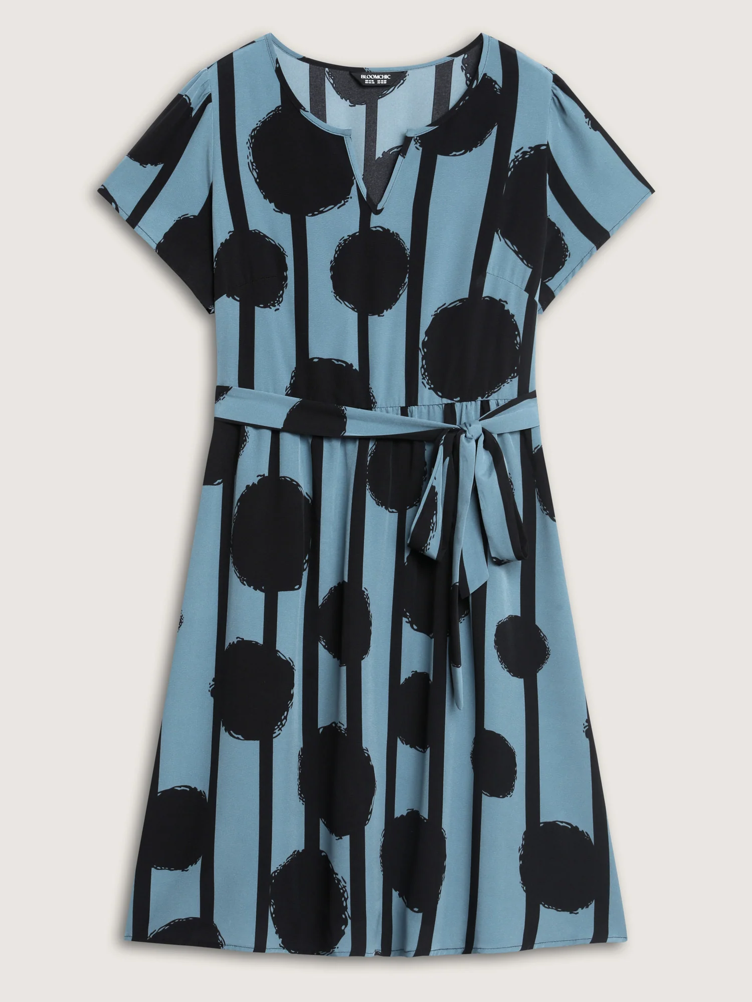 Polka Stripes Waist-Tie Midi Dress - Image 6