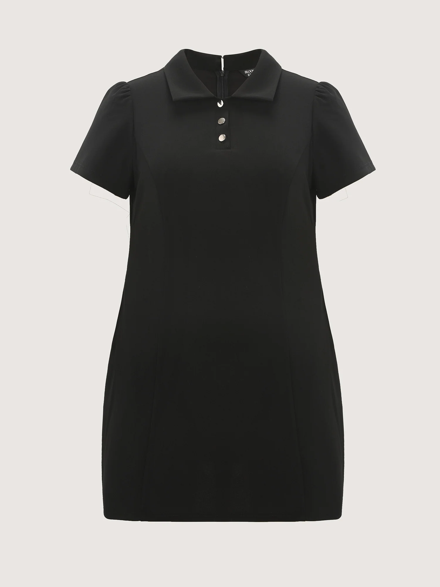 Polo Collar Button Detail Pockets Knee Dress - Image 10