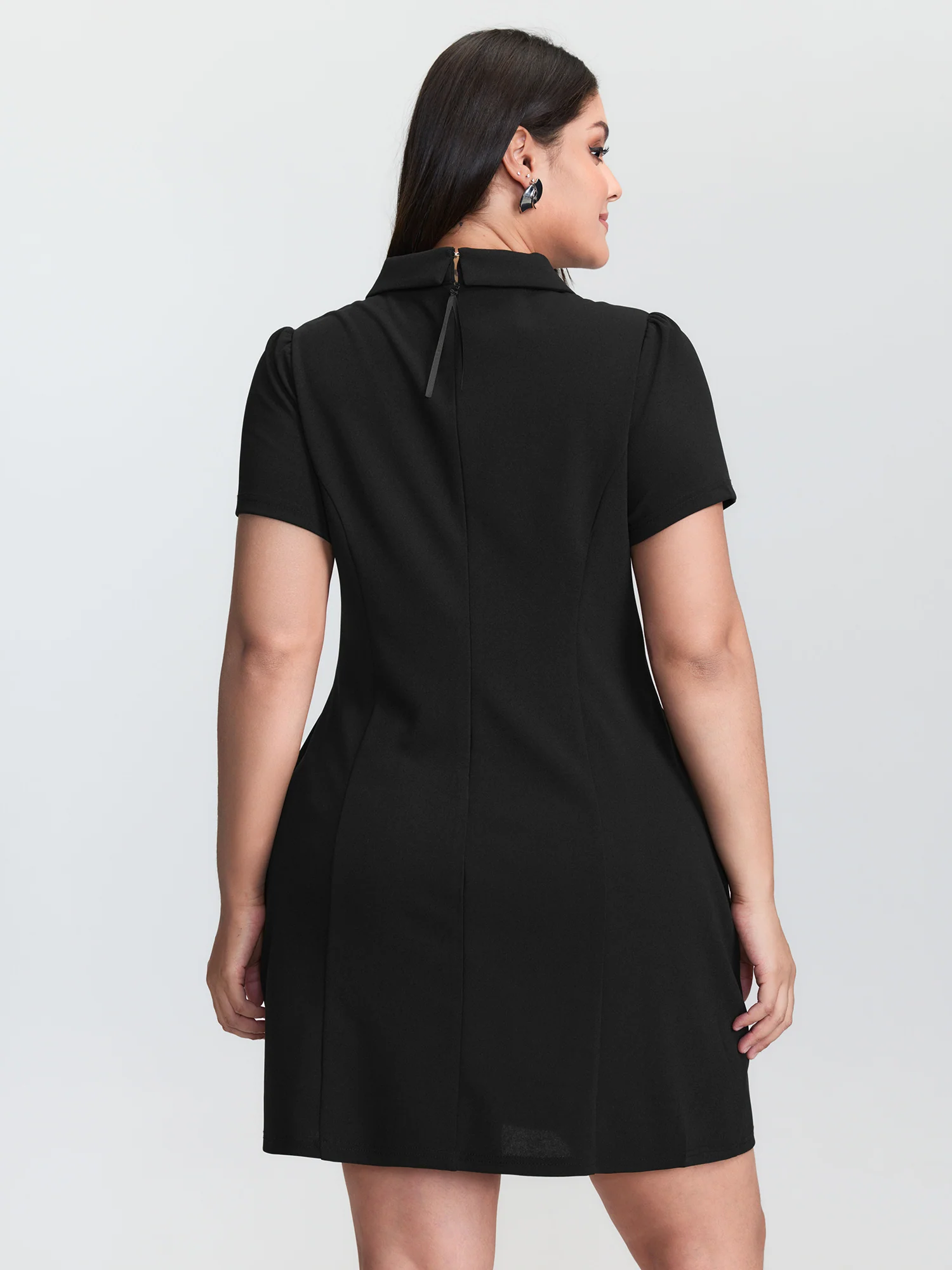 Polo Collar Button Detail Pockets Knee Dress - Image 7