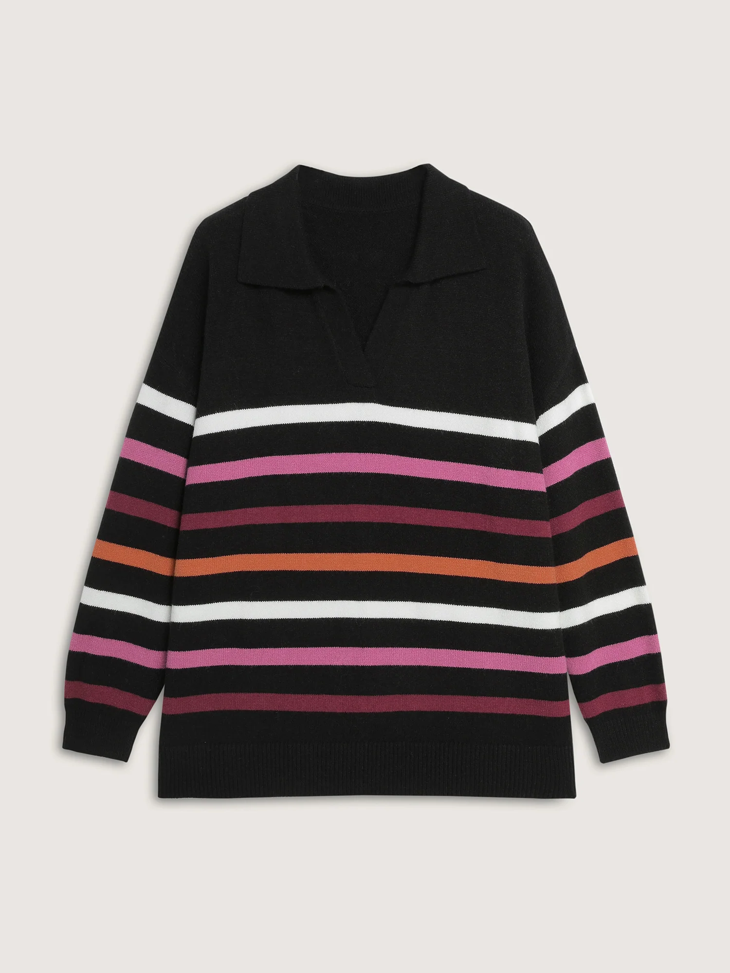 Supersoft Polo Collar Colorful Stripes Pullover - Image 7