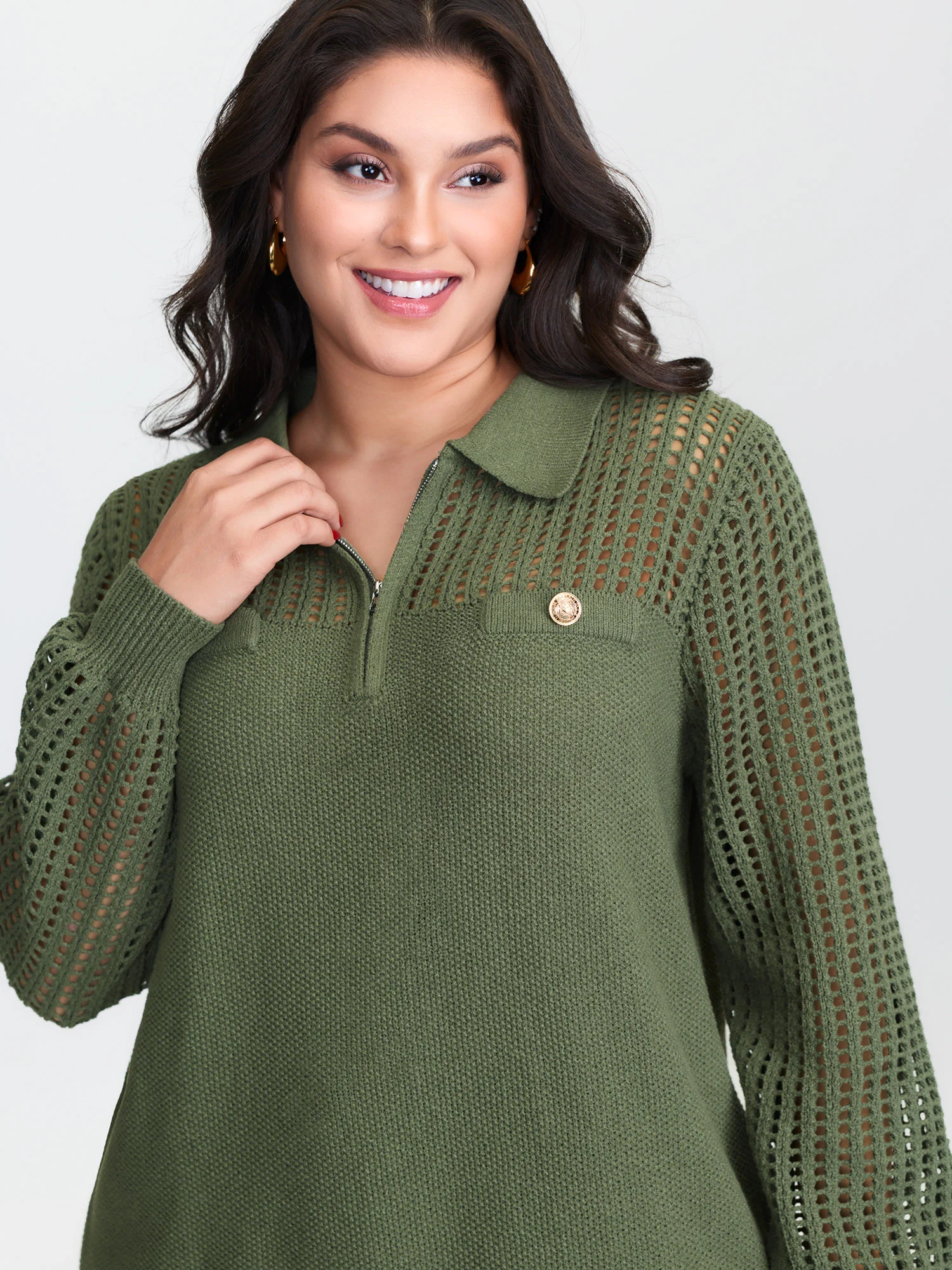 Polo Collar Cut-Out Pullover - Image 3