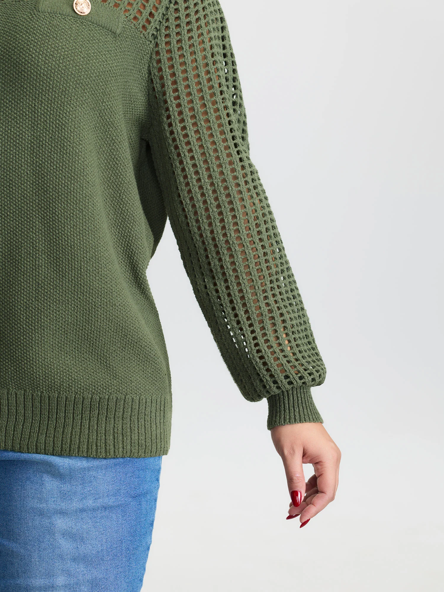 Polo Collar Cut-Out Pullover - Image 4