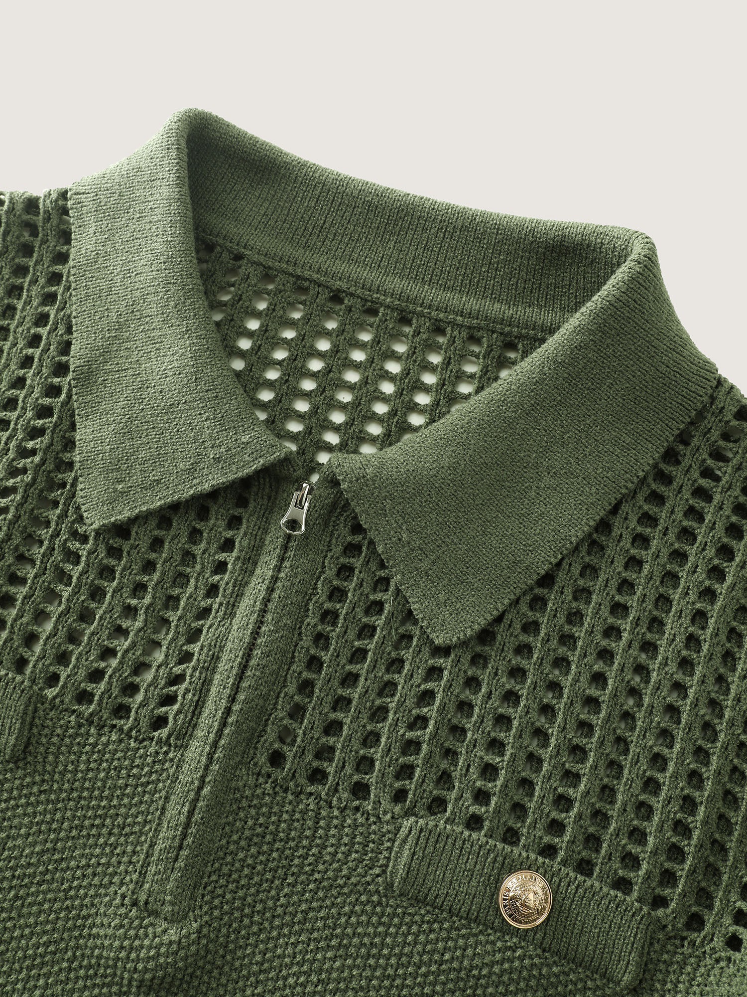 Polo Collar Cut-Out Pullover - Image 5