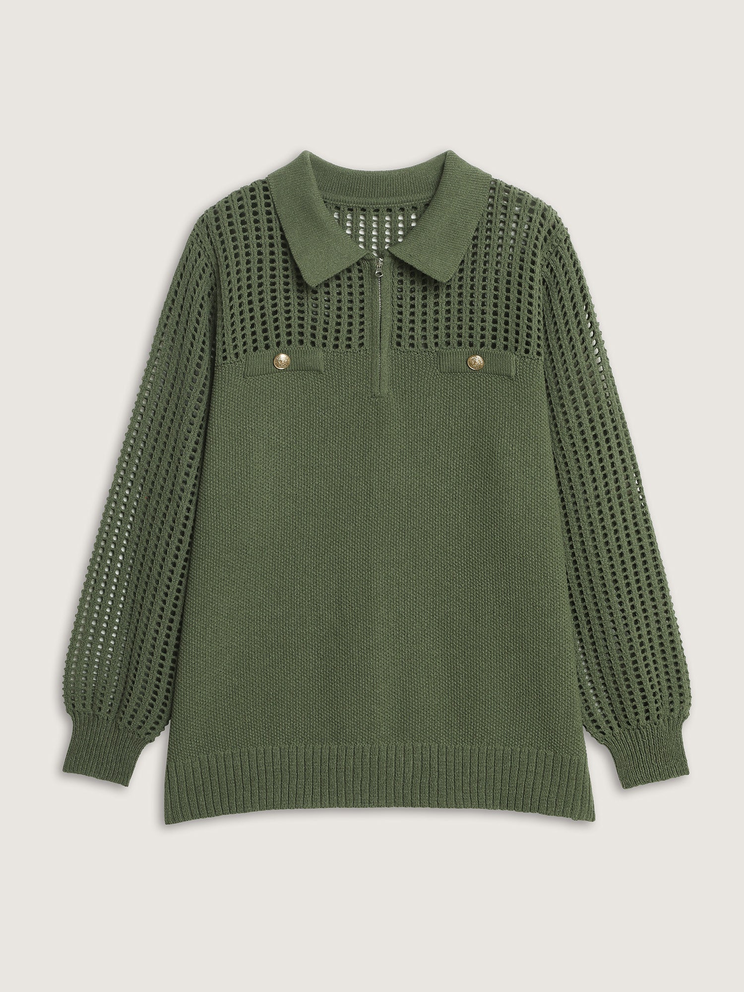 Polo Collar Cut-Out Pullover - Image 7