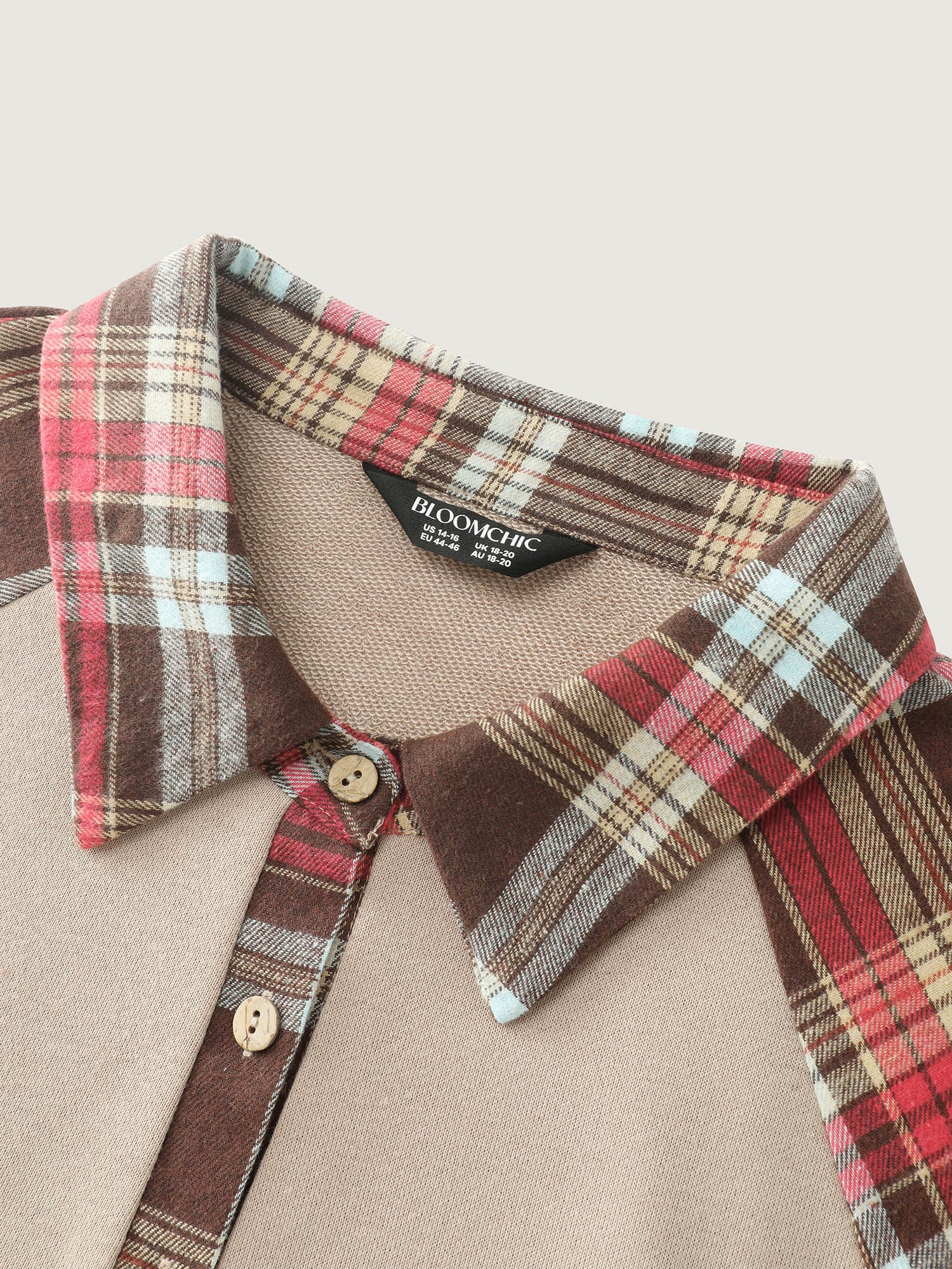 Polo Collar Plaid Contrast Half-Placket Sweatshirt - Image 5