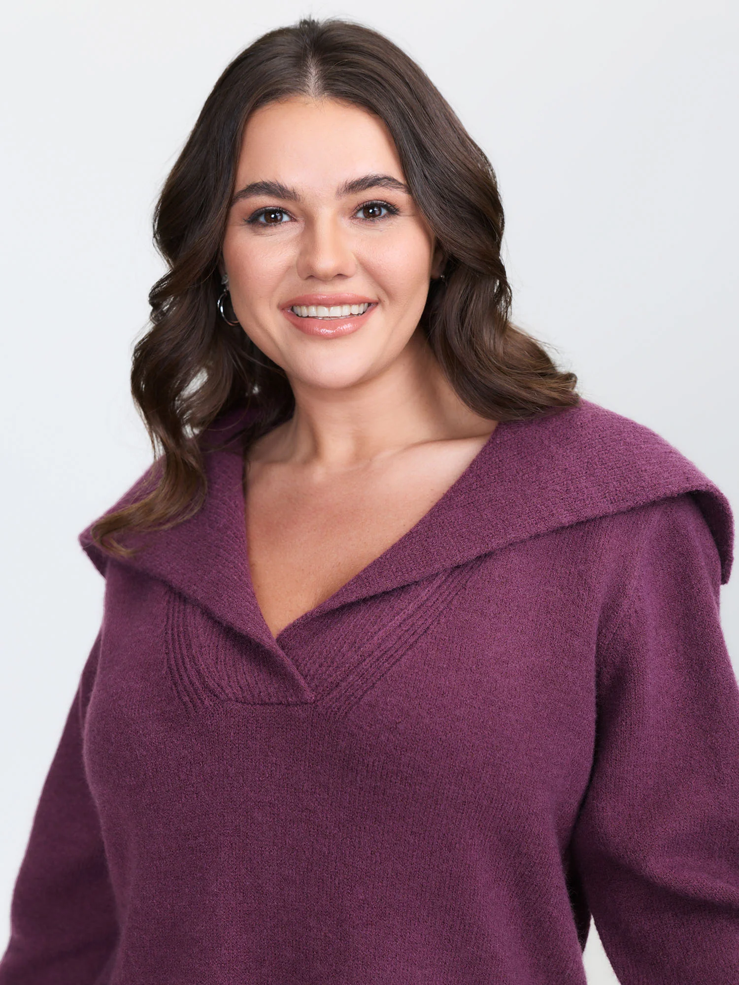 Polo Collar Ribbed Plain Sweater Dress - Image 2
