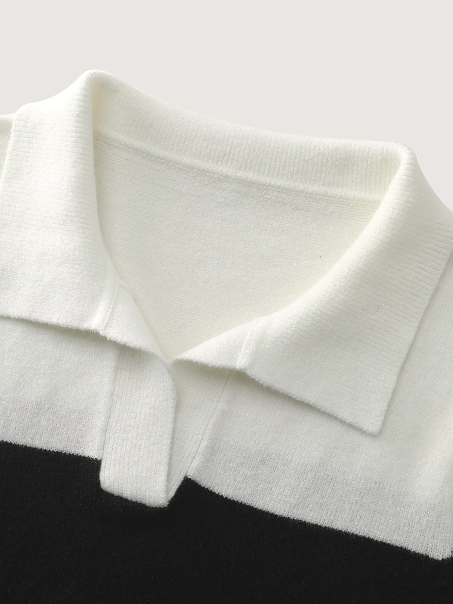 Supersoft Polo Collar Striped Colorblock Pullover - Image 6
