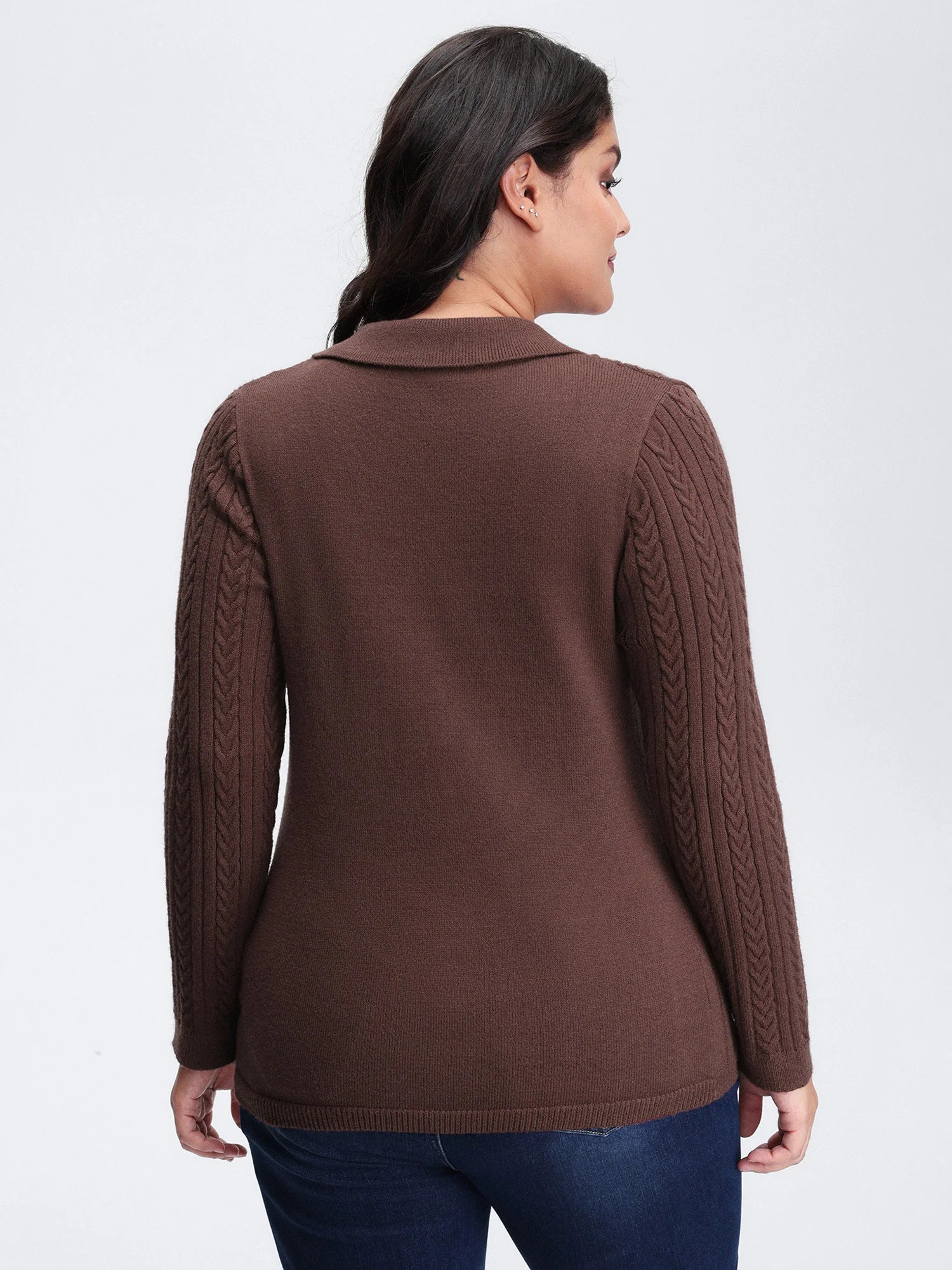 Polo Collar Textured Fitted Pullover - Image 4