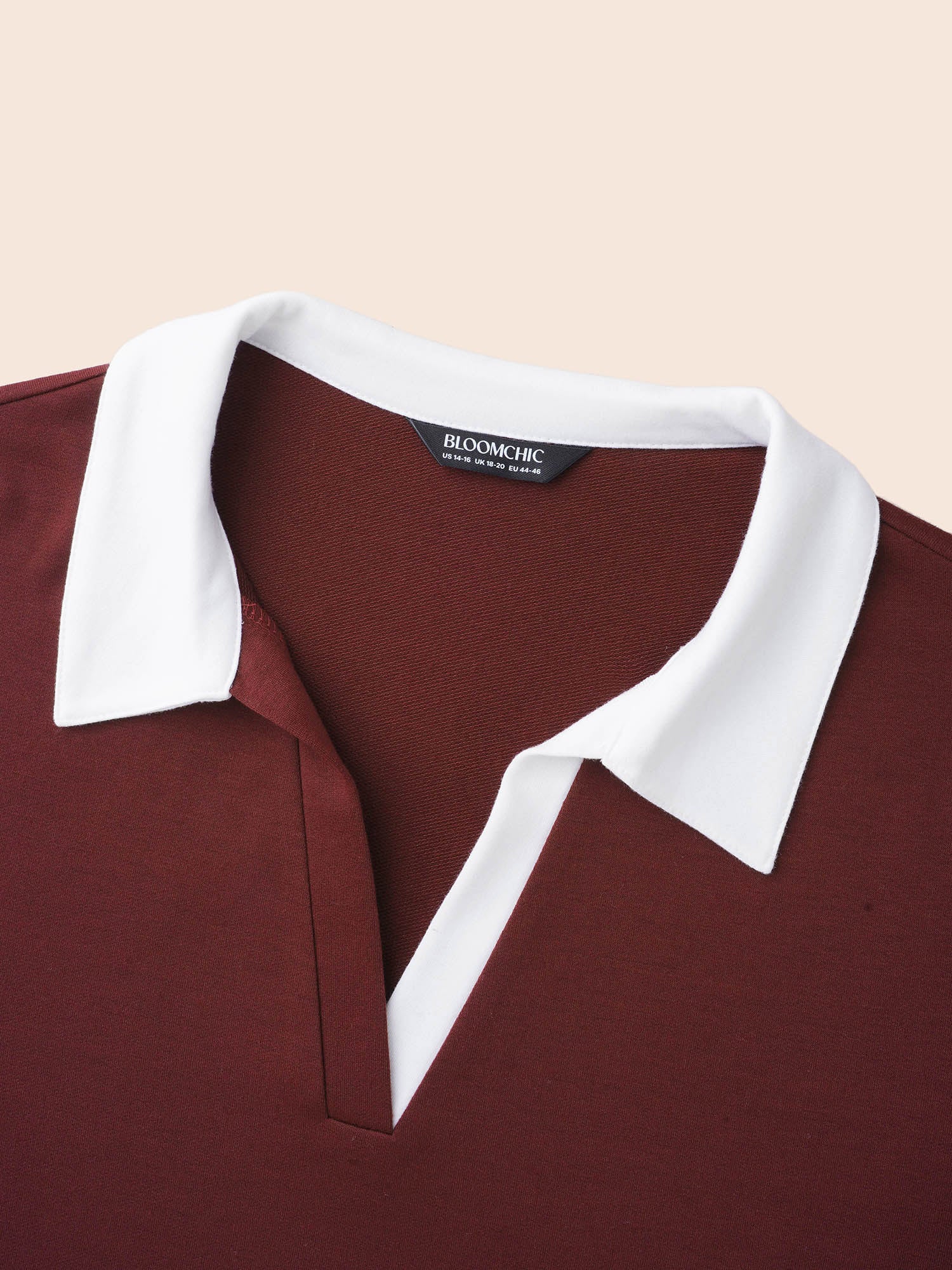 Polo Neck Contrast Patchwork Sweatshirt - Image 6
