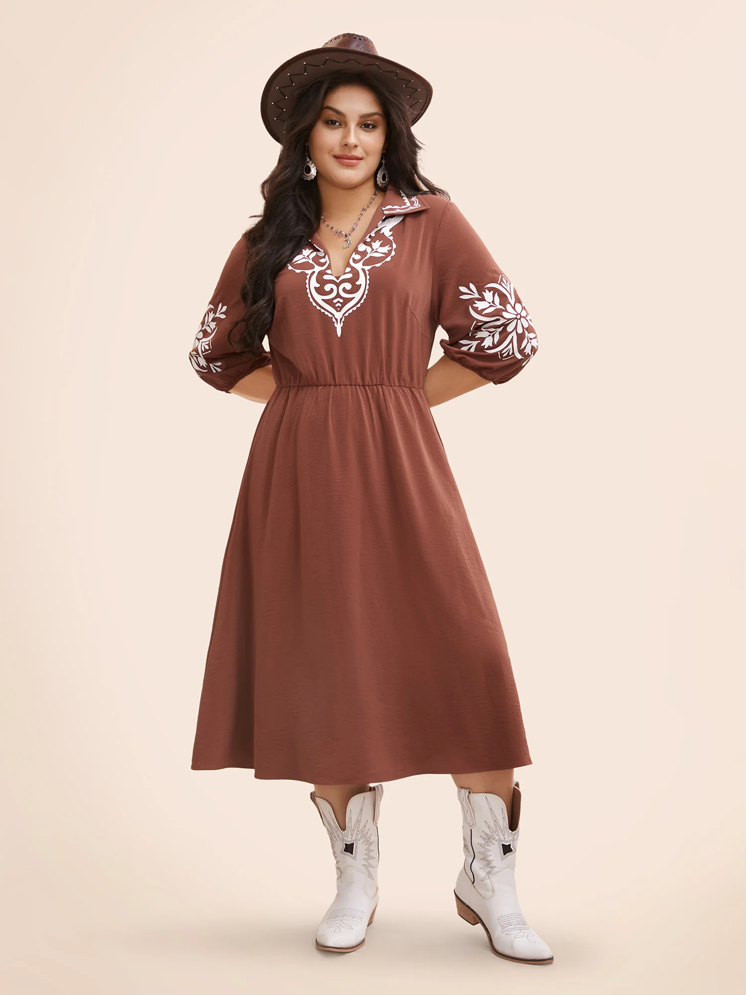 Precision Printing Waist-Cinching Midi Dress - Image 2