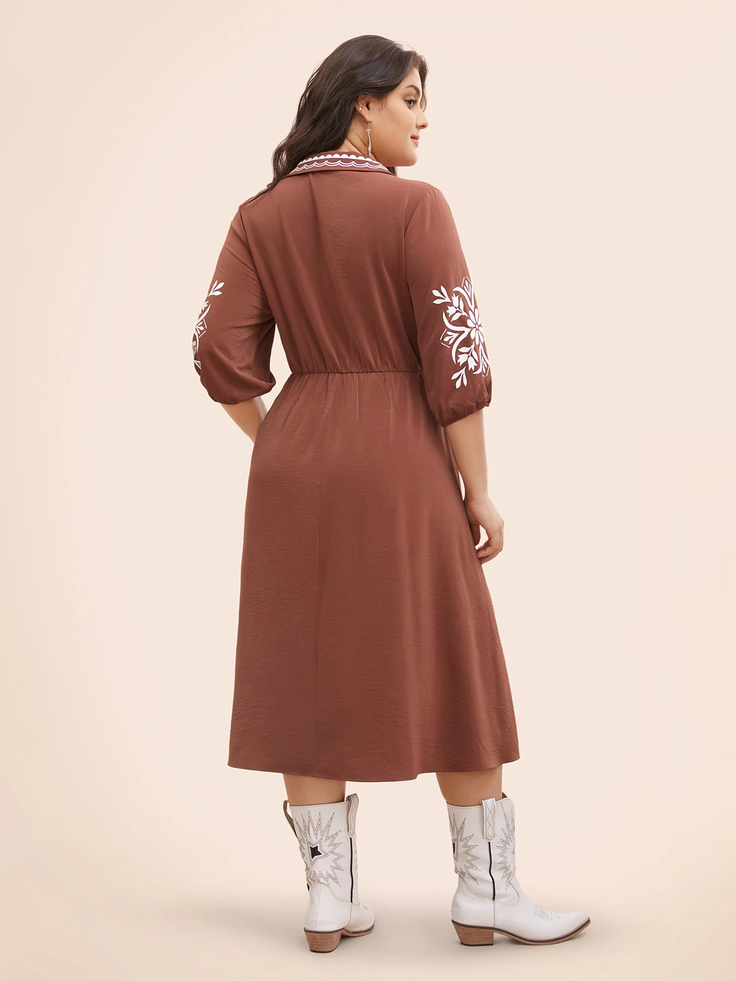 Precision Printing Waist-Cinching Midi Dress - Image 3