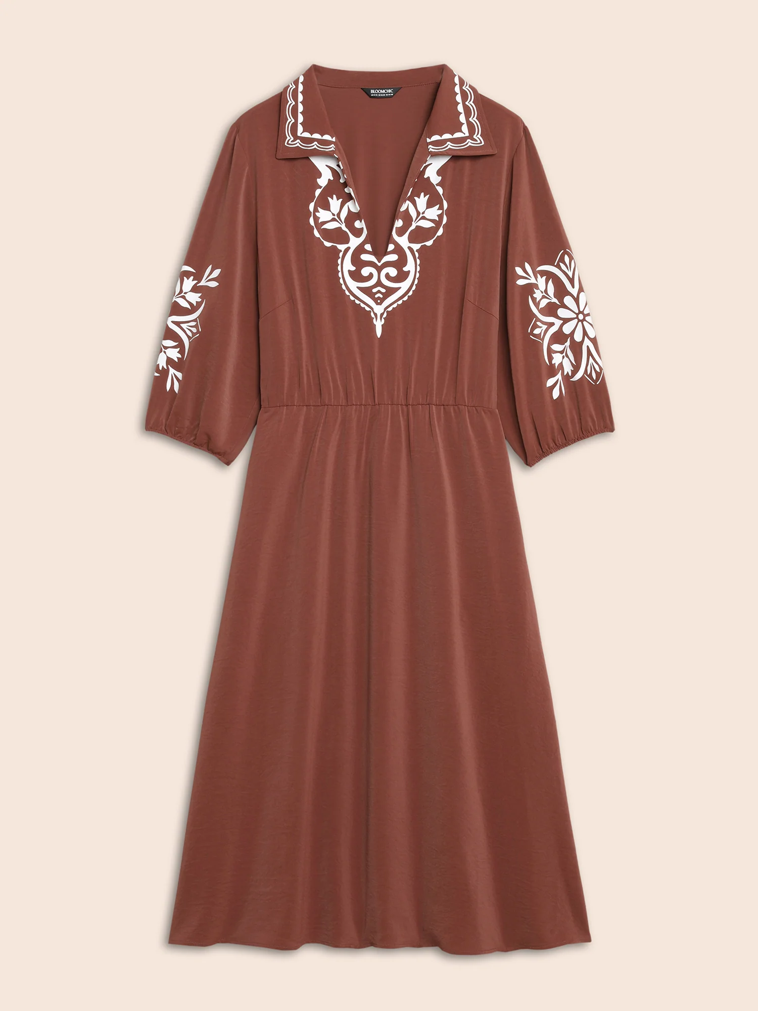 Precision Printing Waist-Cinching Midi Dress - Image 7