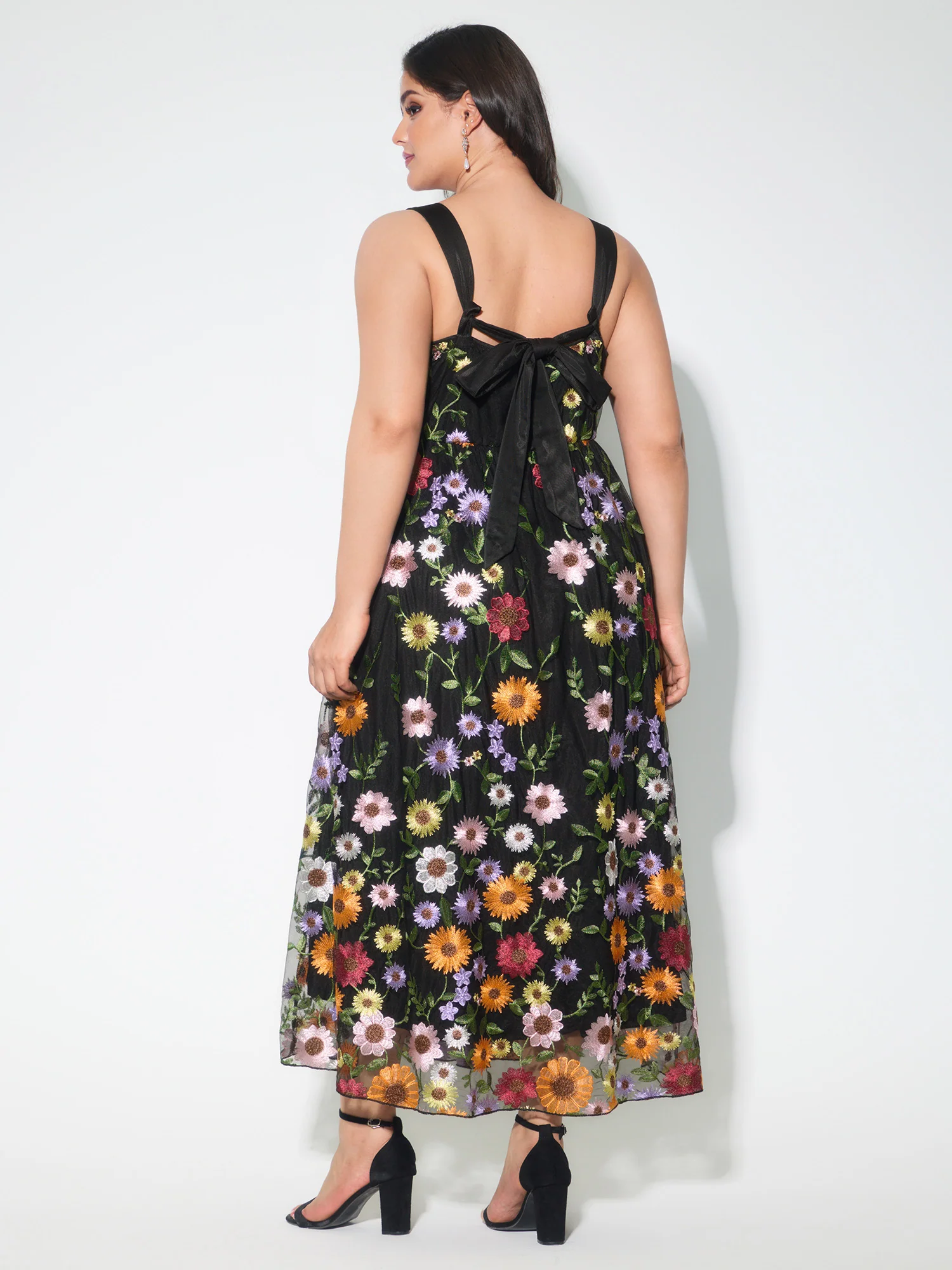Pretty Florals Embroidered Mesh Maxi Dress - Image 6