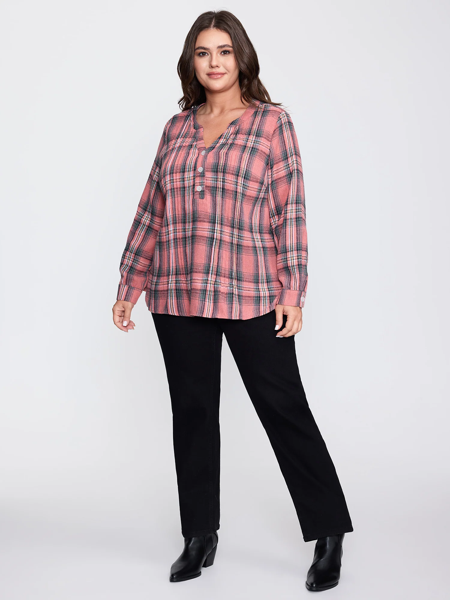 Pretty Plaid Toothpick Pleats Blouse - Image 3