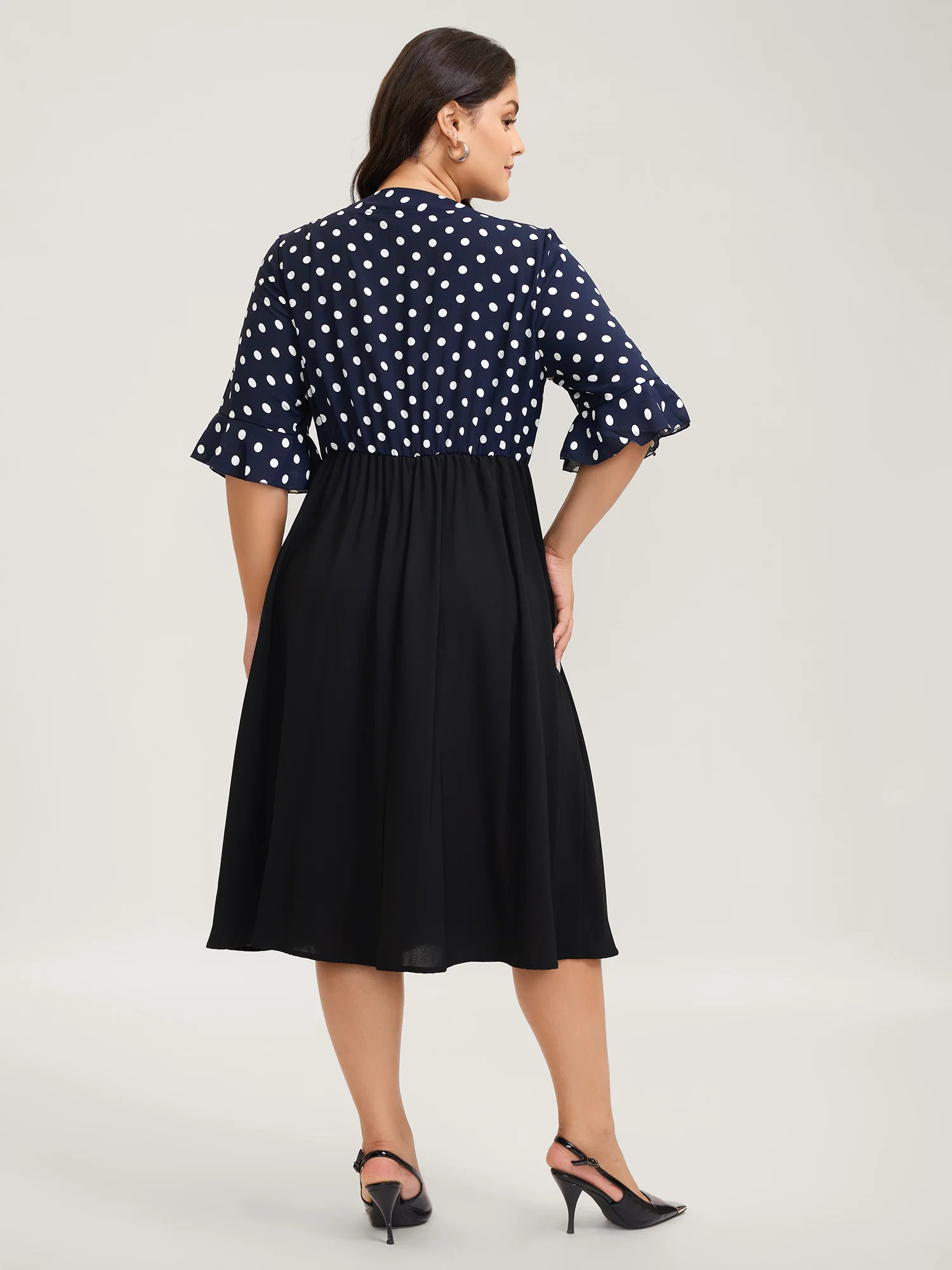 Pretty Polka Dots Bow-Tie Midi Dress - Image 4